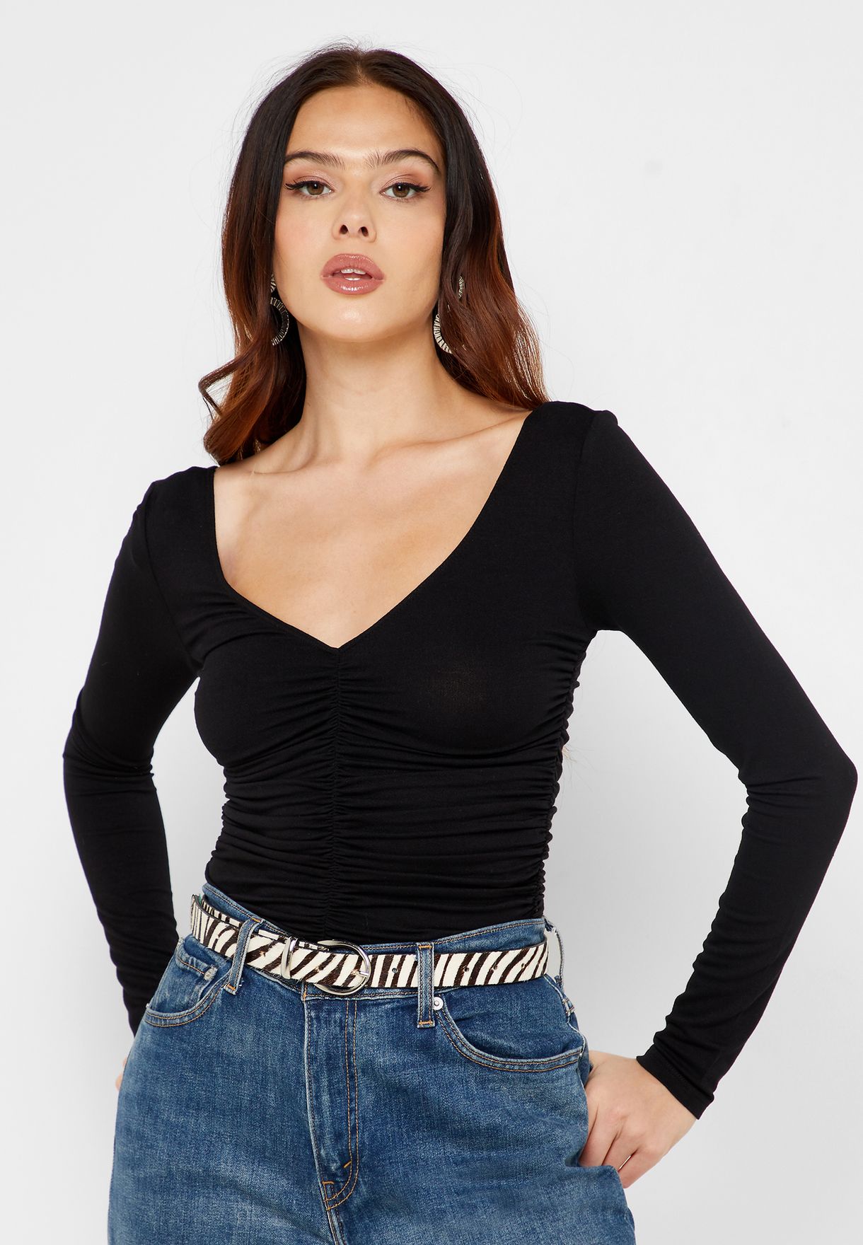 ruched v neck top