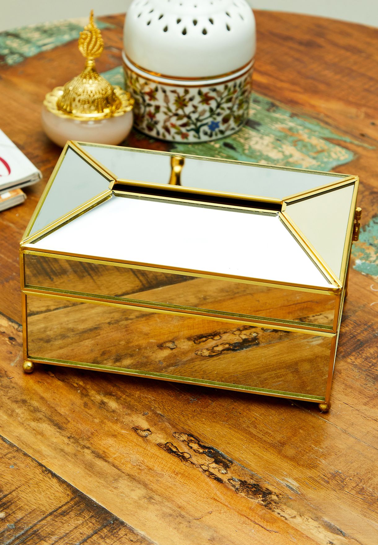 Gold Mirrored Tissue Box