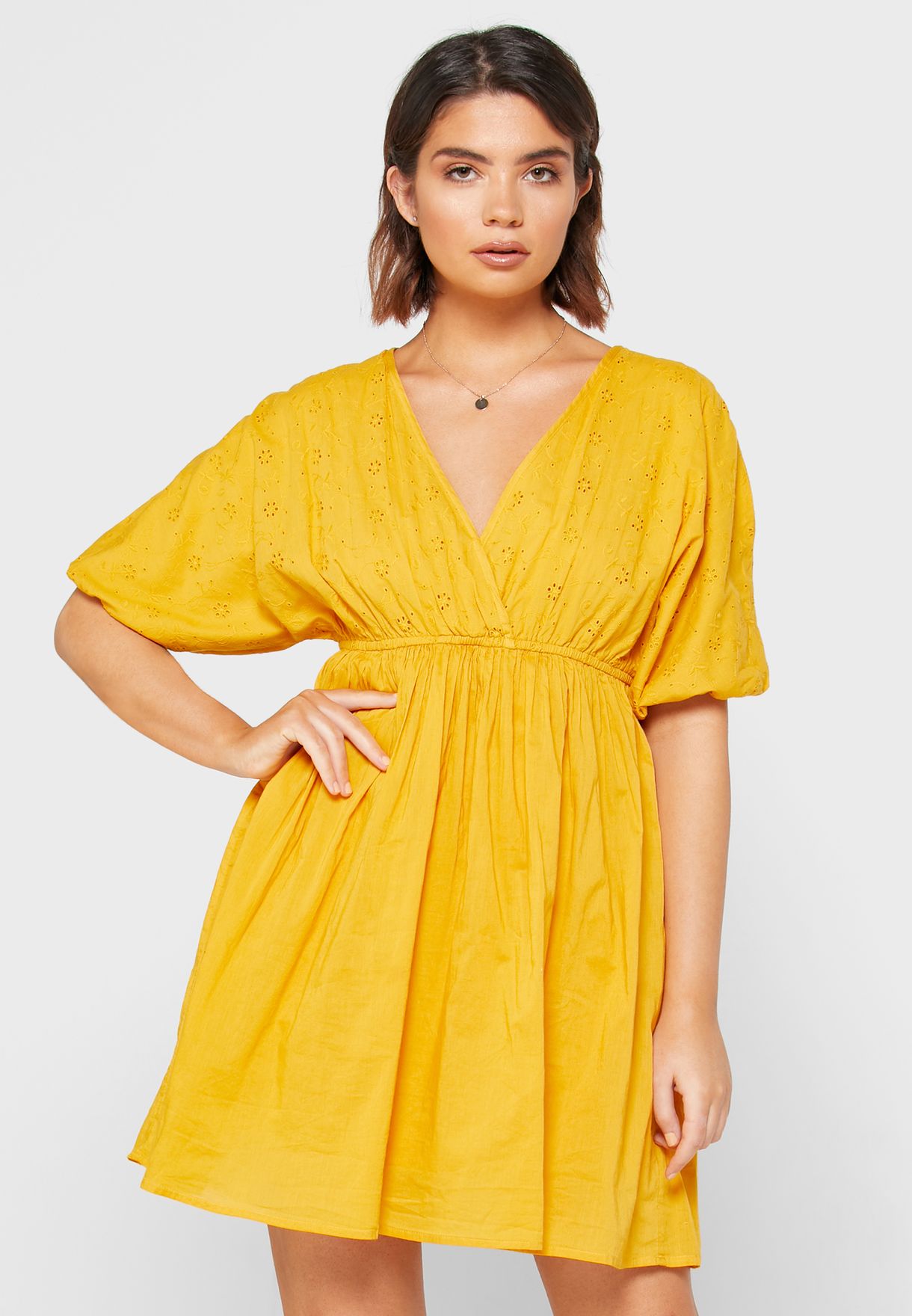 yellow batwing dress