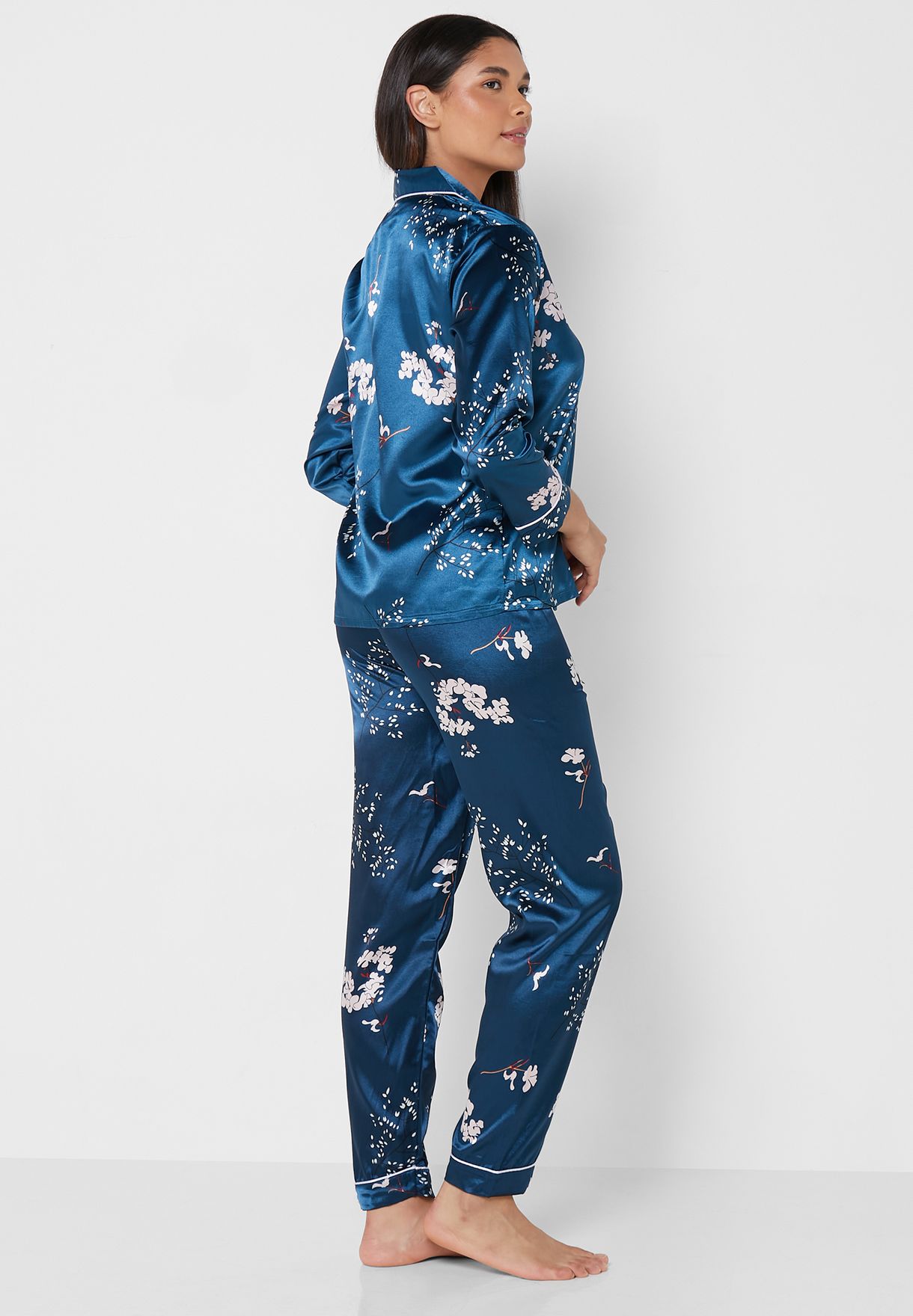 Printed Satin Pyjama Pants Set