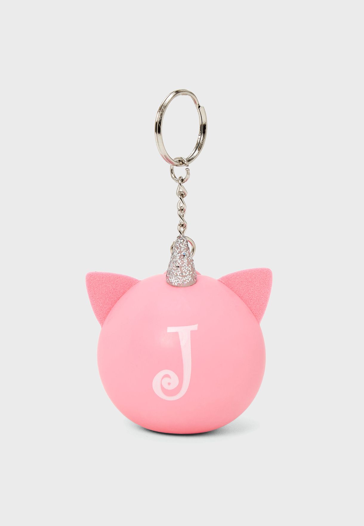 Pink Initials J Keychain