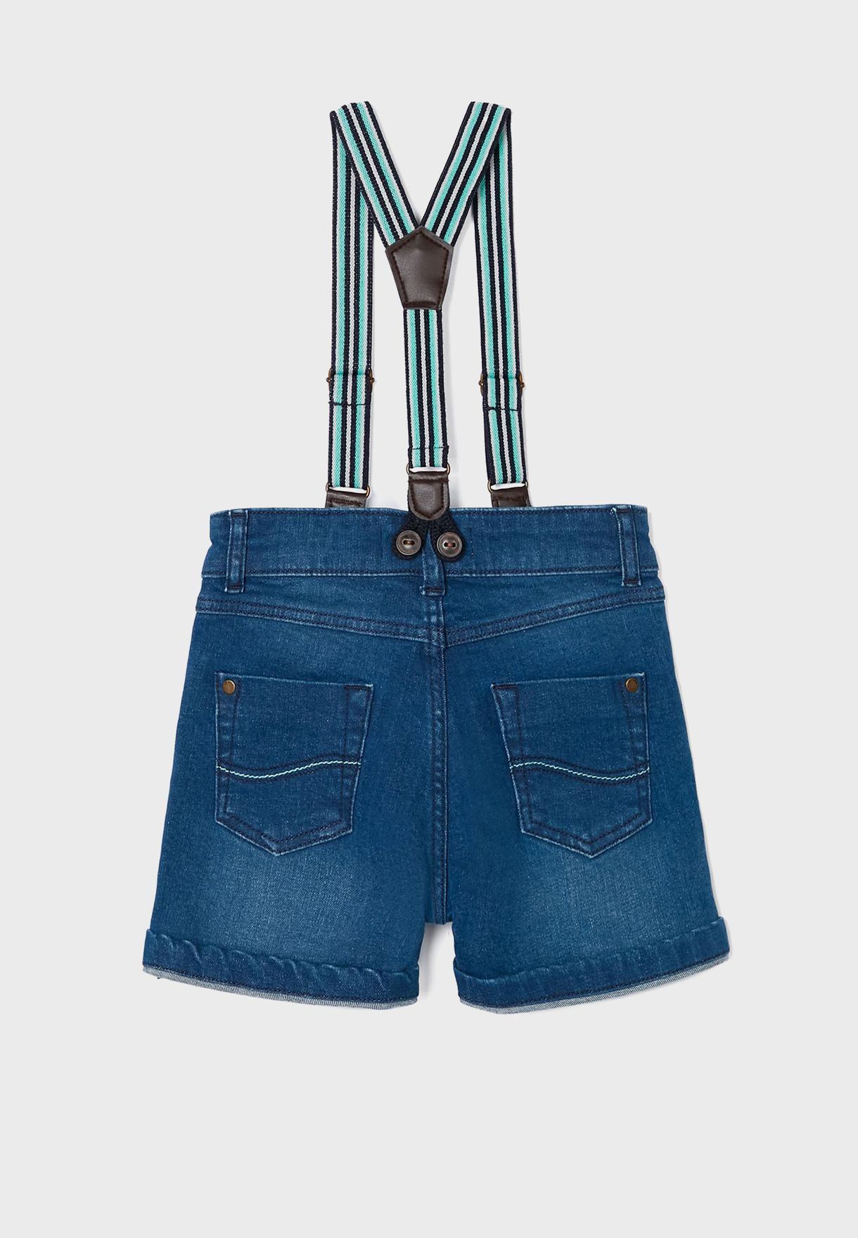 Kids Denim Shorts With Suspender