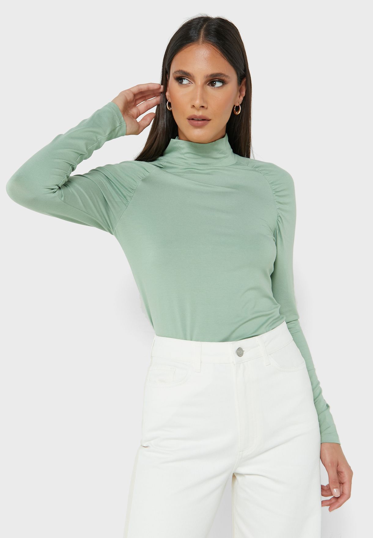 High Neck Ruched Top
