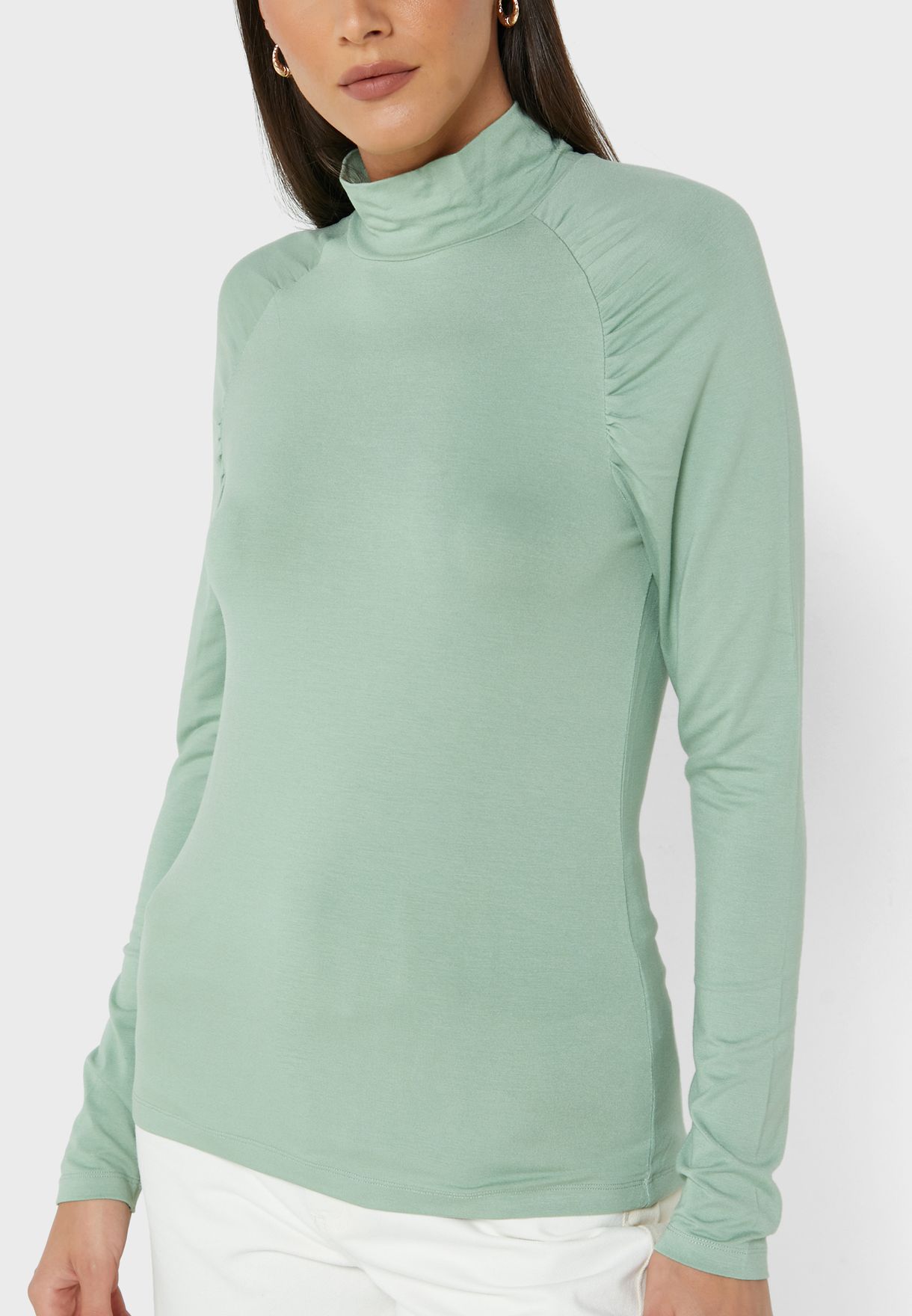 High Neck Ruched Top