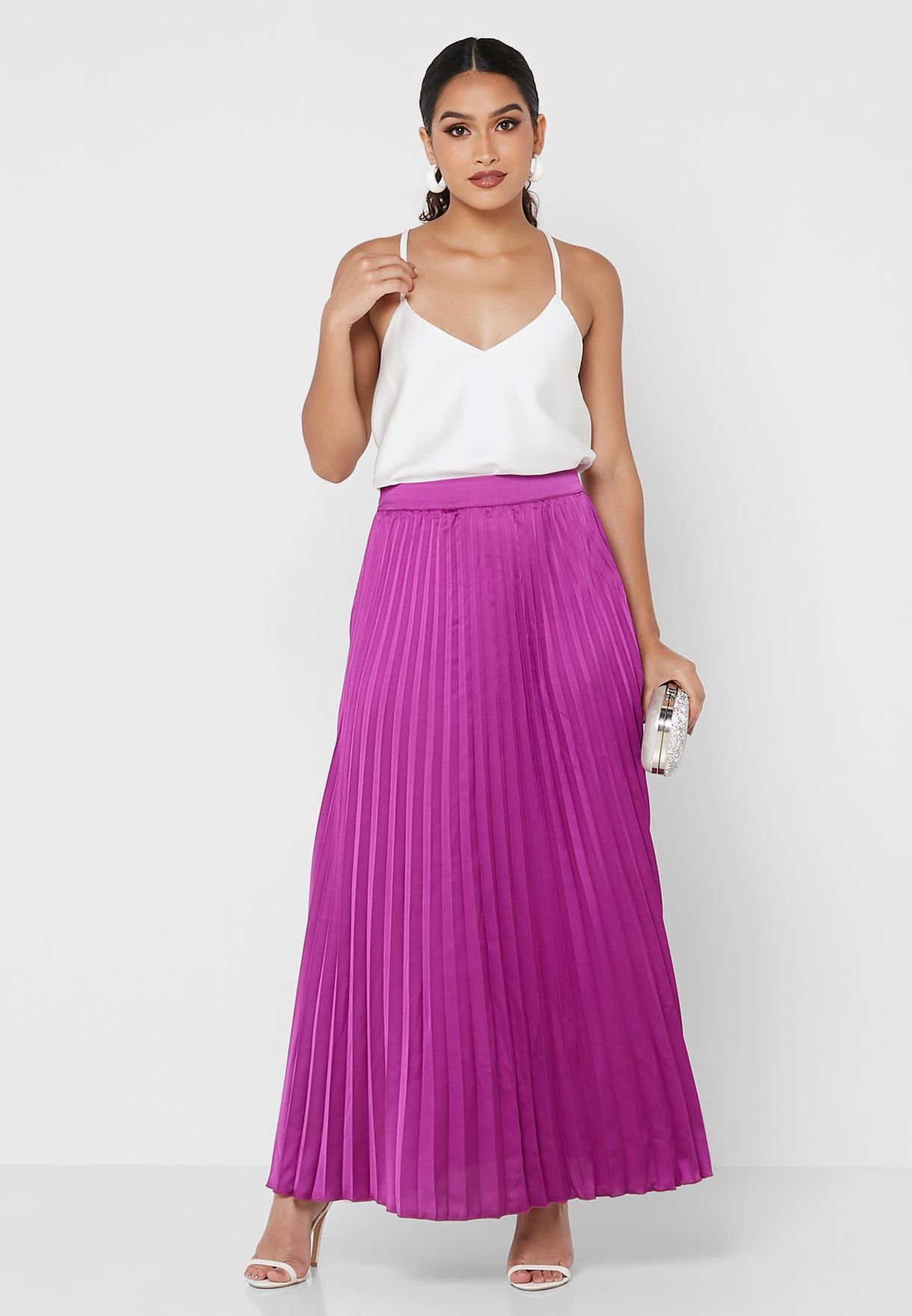 Pleated Solid Skirt