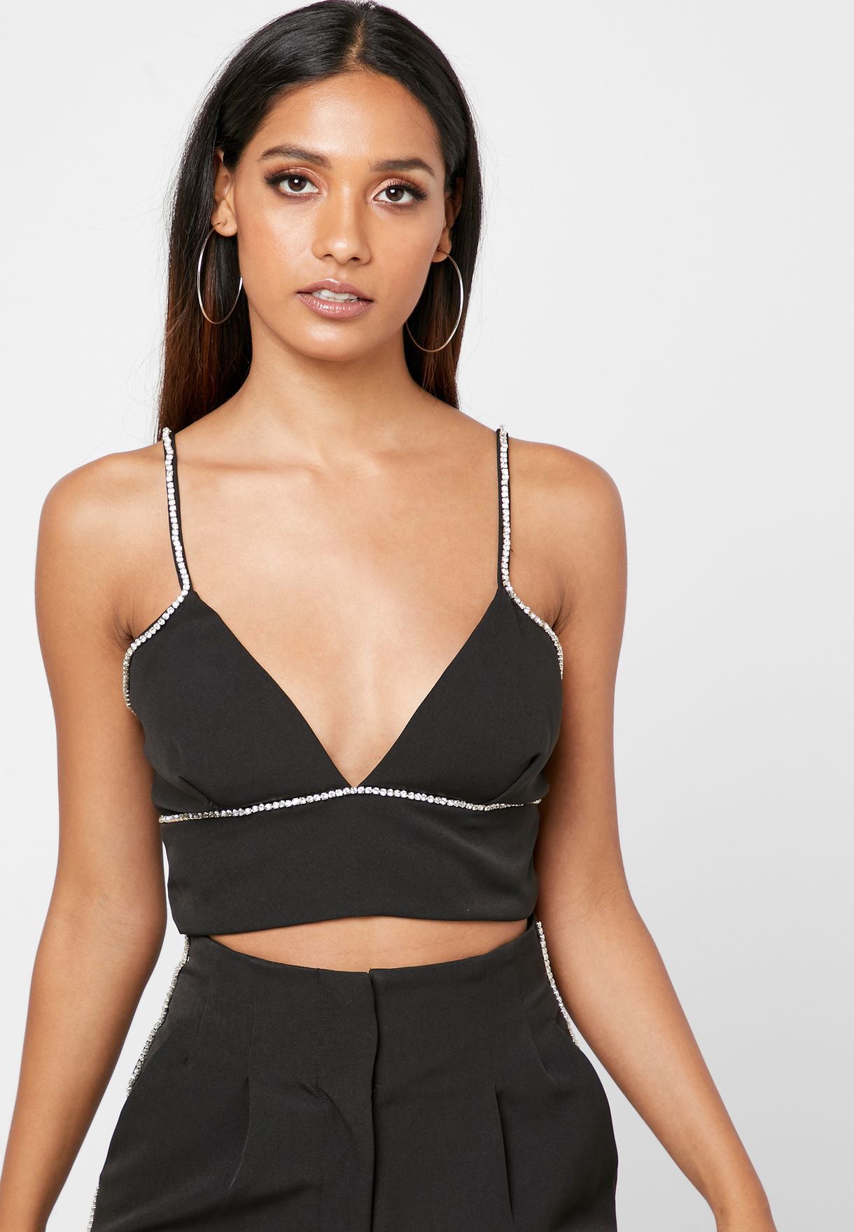 plunge neck crop top