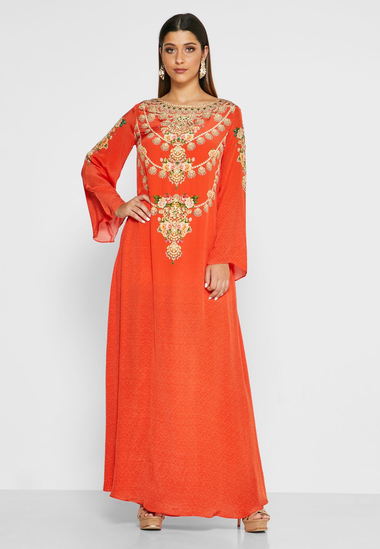 orange kaftan dress