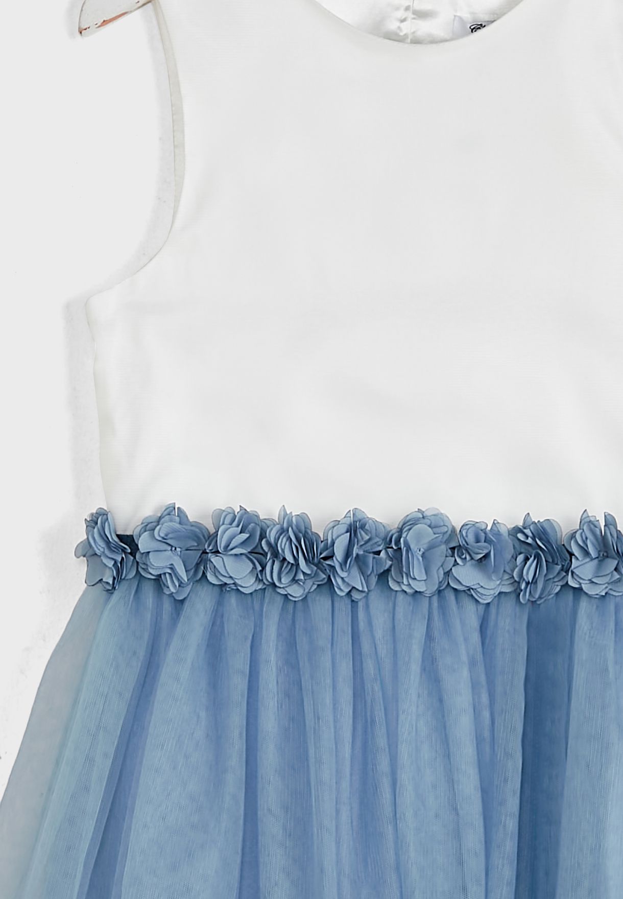 Kids Contrast 3D Floral Tulle Dress