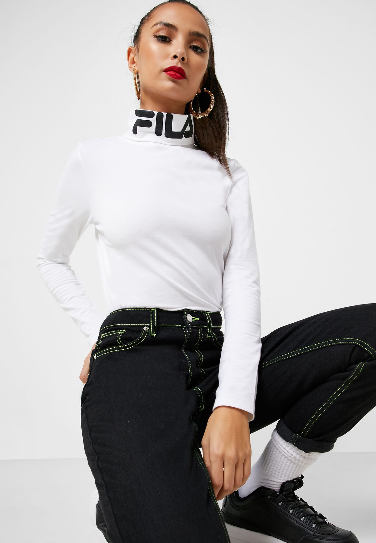 roll neck t shirt women's