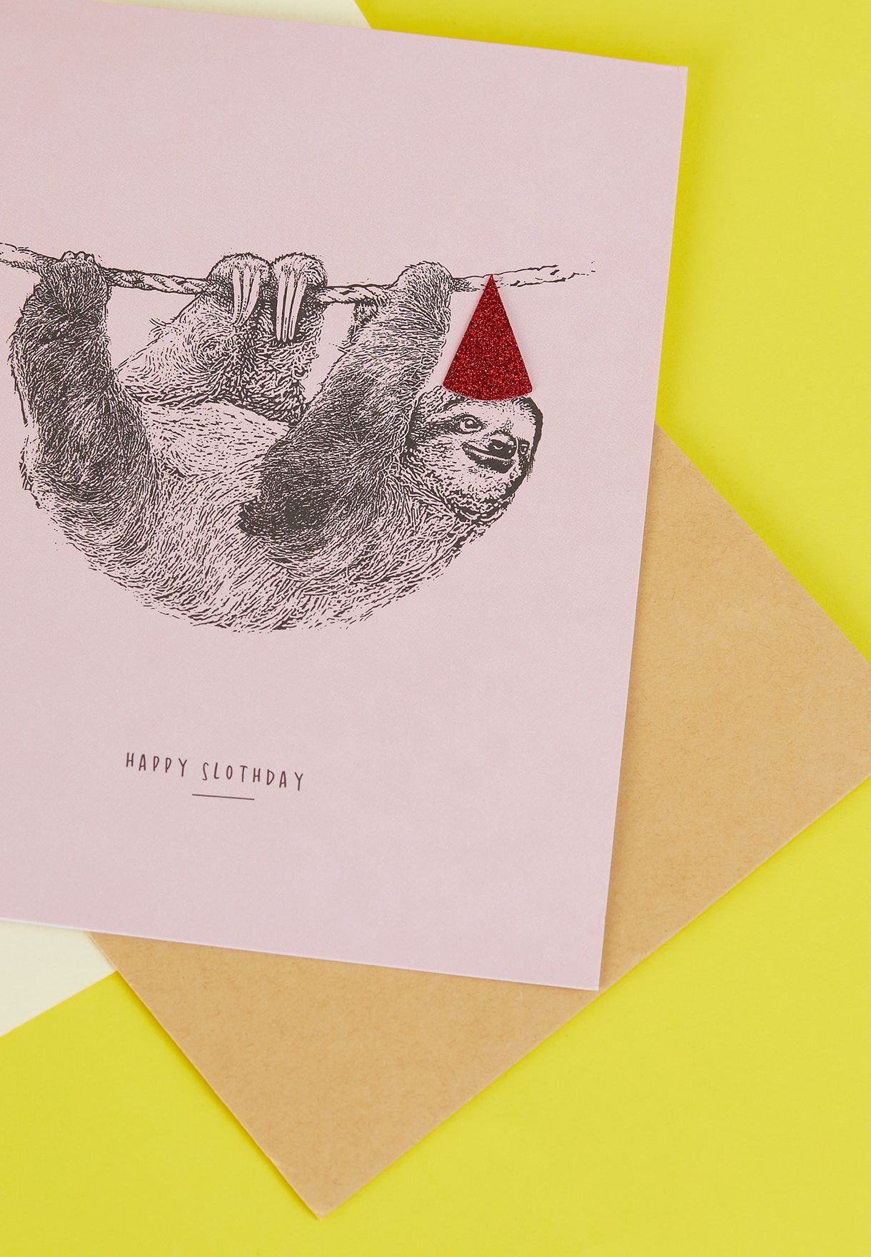 Glitter Hat Sloth Nice Birthday Card