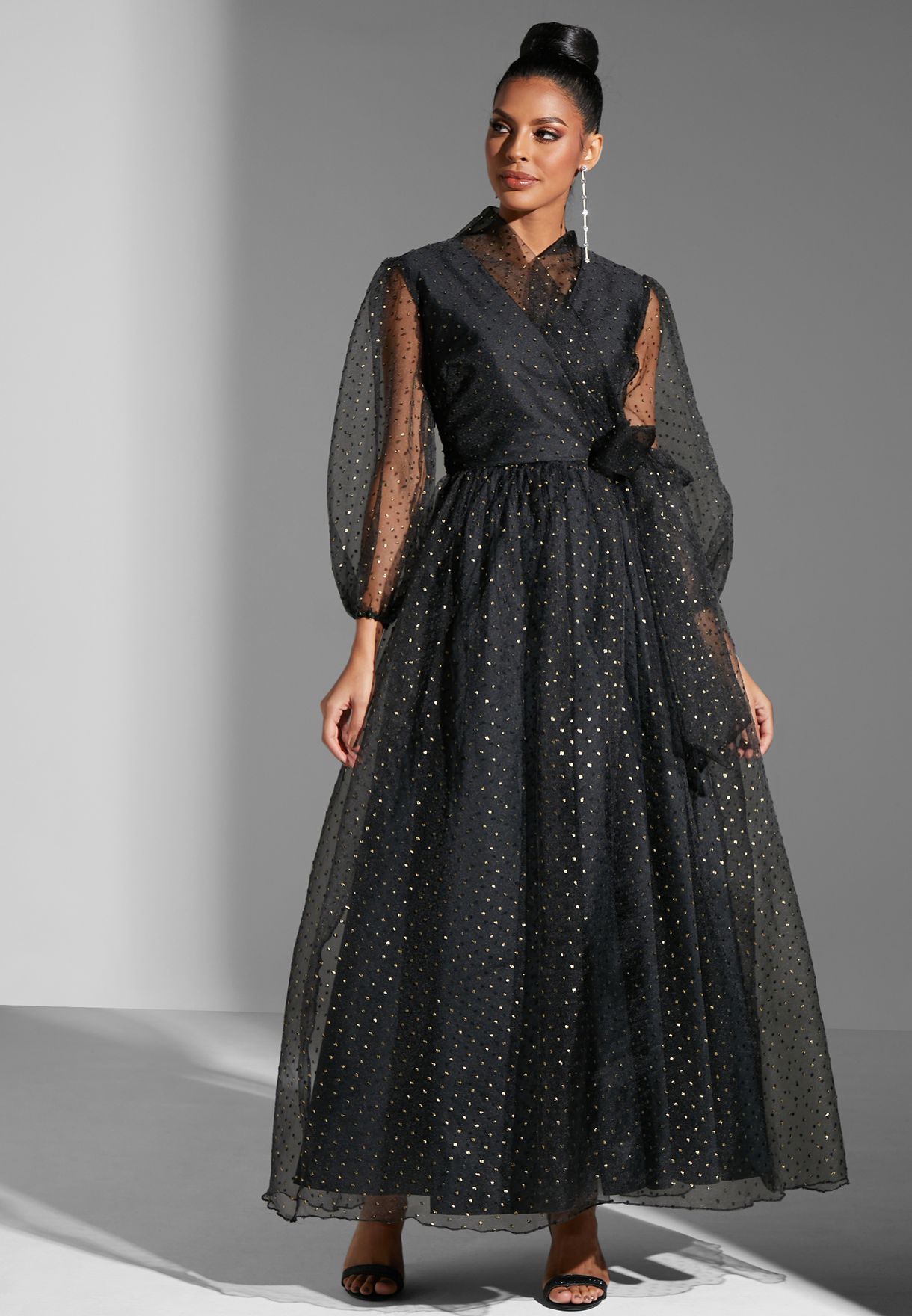 Buy Namshi x Hadia Ghaleb black Embellished organza wrap dress for Kids in  MENA, Worldwide