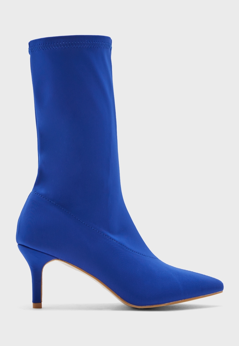 Buy Ginger blue Sock Style Pointed Boots for Women in Riyadh, Jeddah