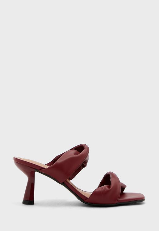 burgundy mid heels