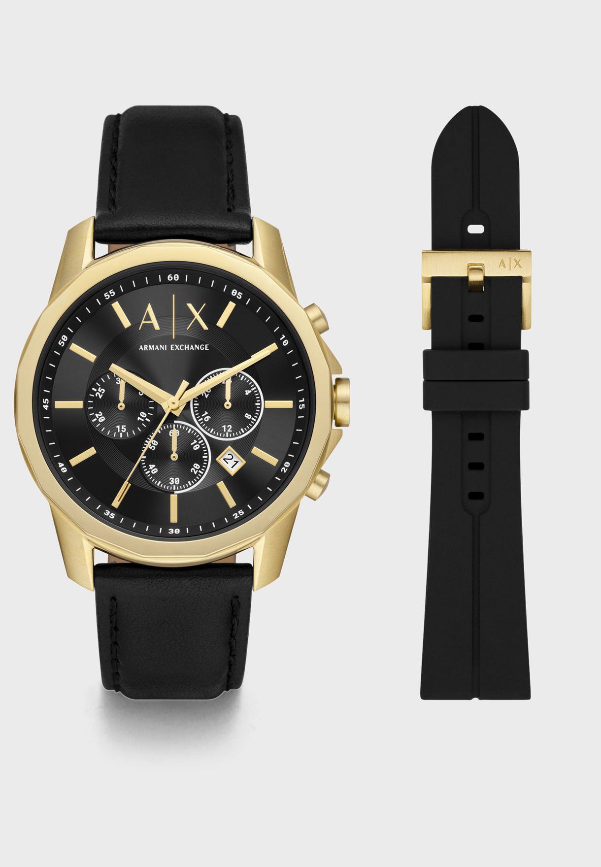Buy Armani Exchange black Leather Strap Analog Watch for Men in Dubai, Abu  Dhabi