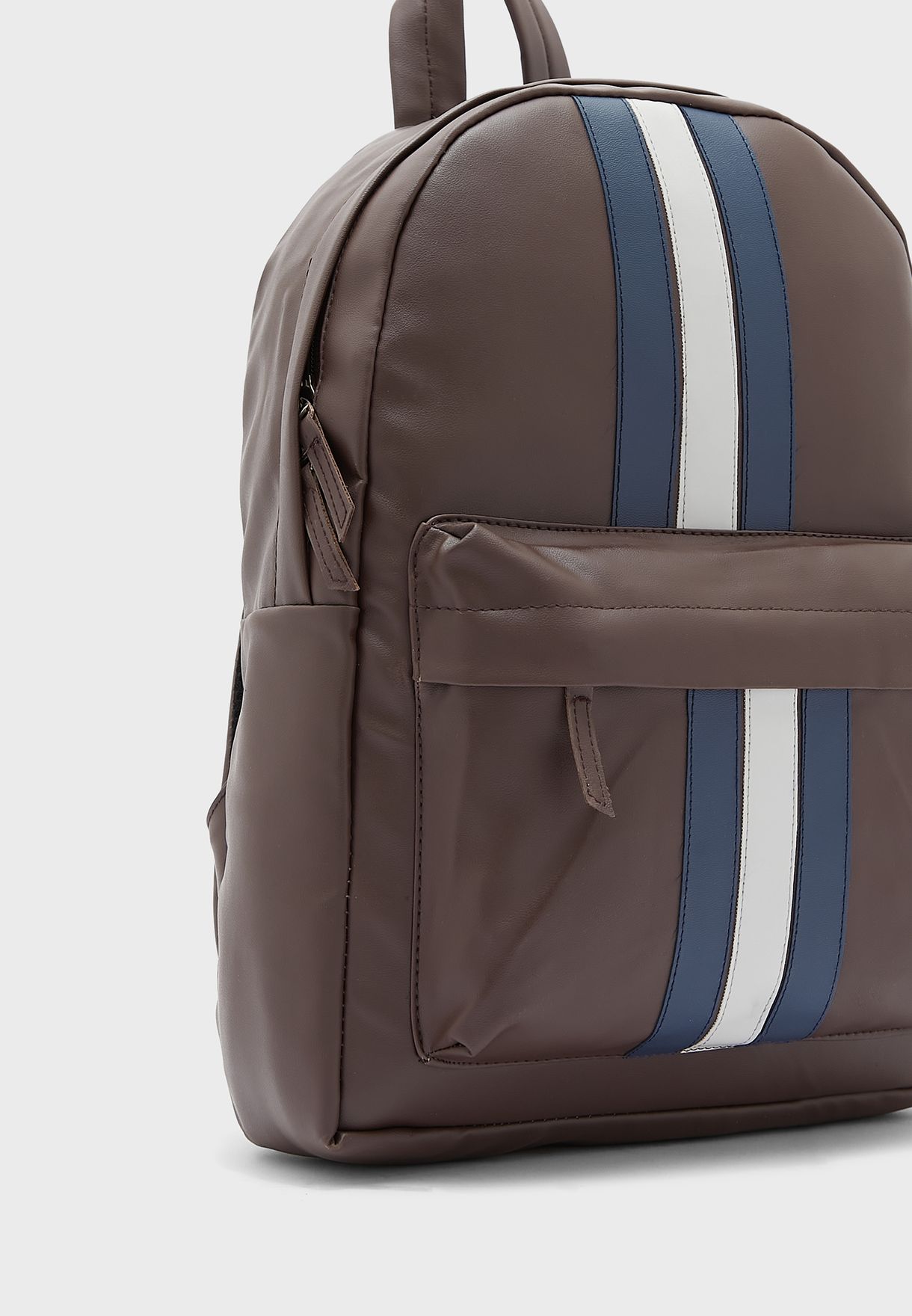 Striped Faux Leather Backpack