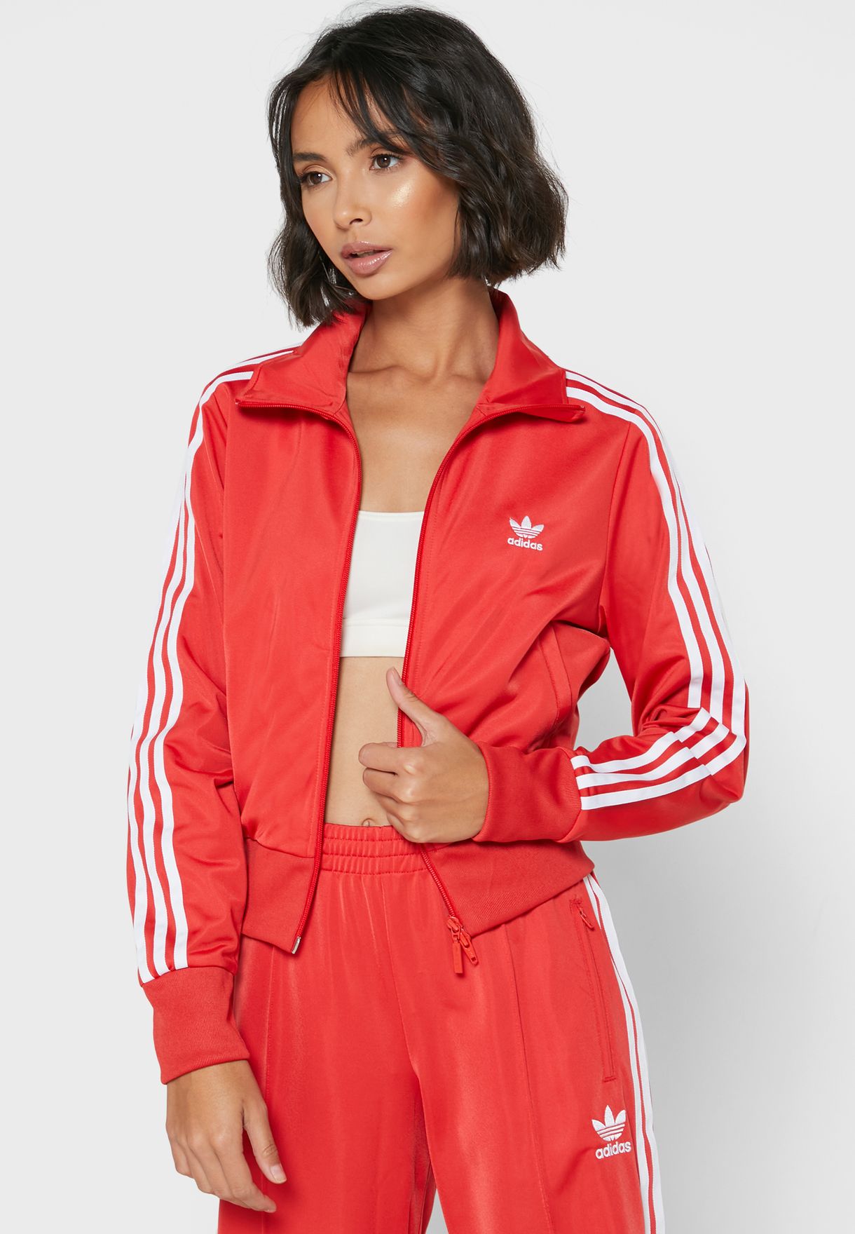 adidas track jacket women's red