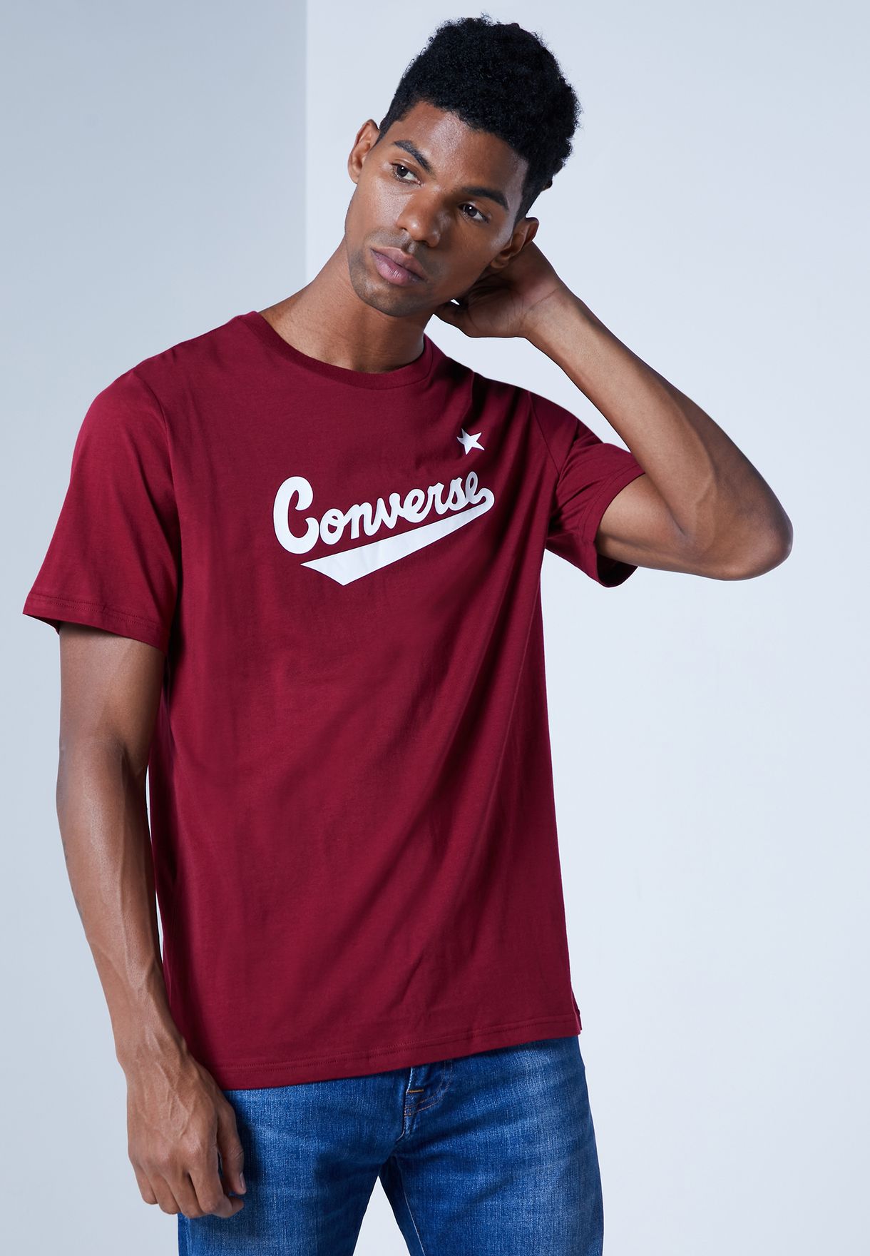 Buy Converse burgundy Center Logo T-Shirt for Men in Dubai, Abu Dhabi