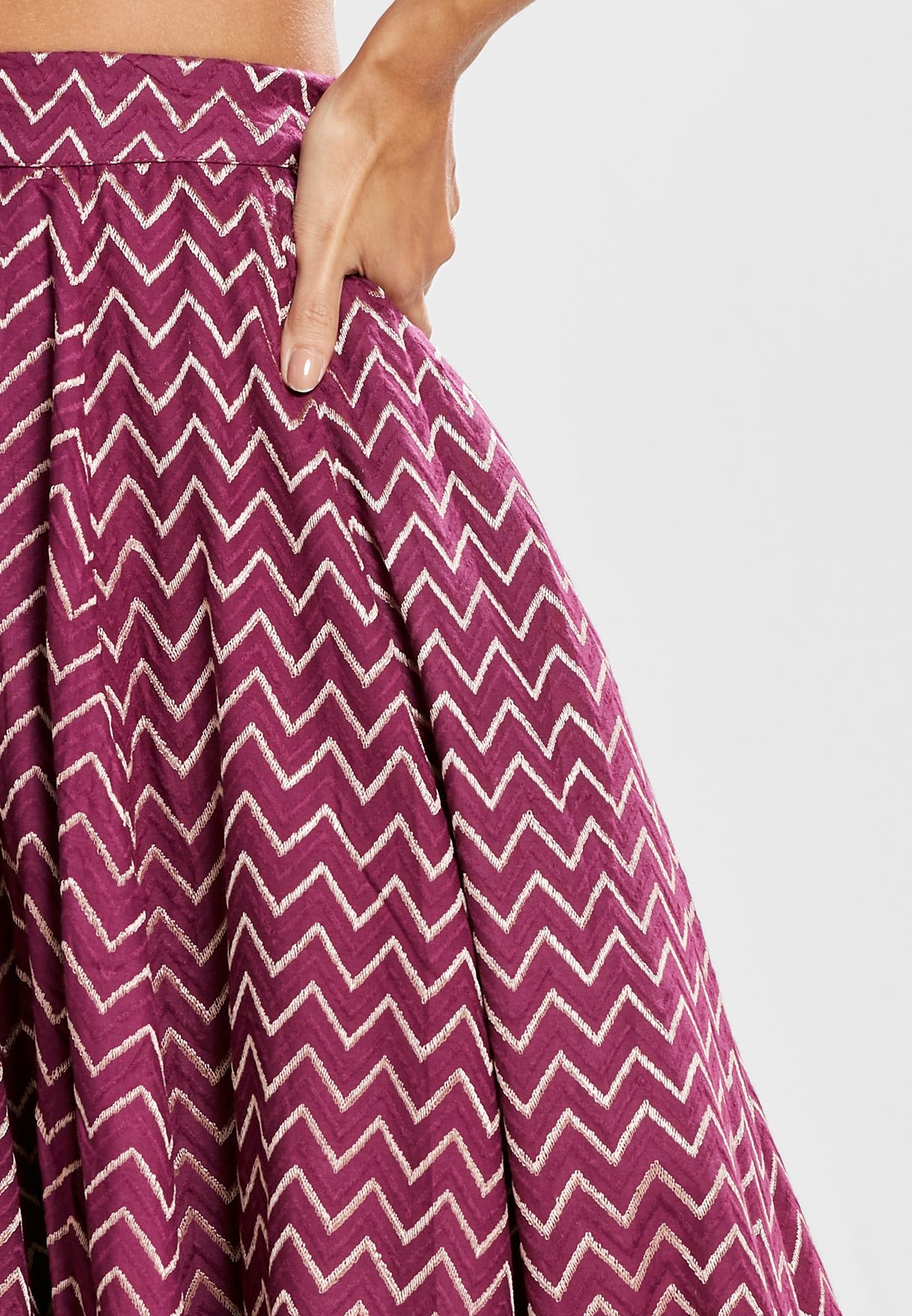 Buy Purple Purple Zig Zag Print Flared Maxi Skirt For Women In Mena