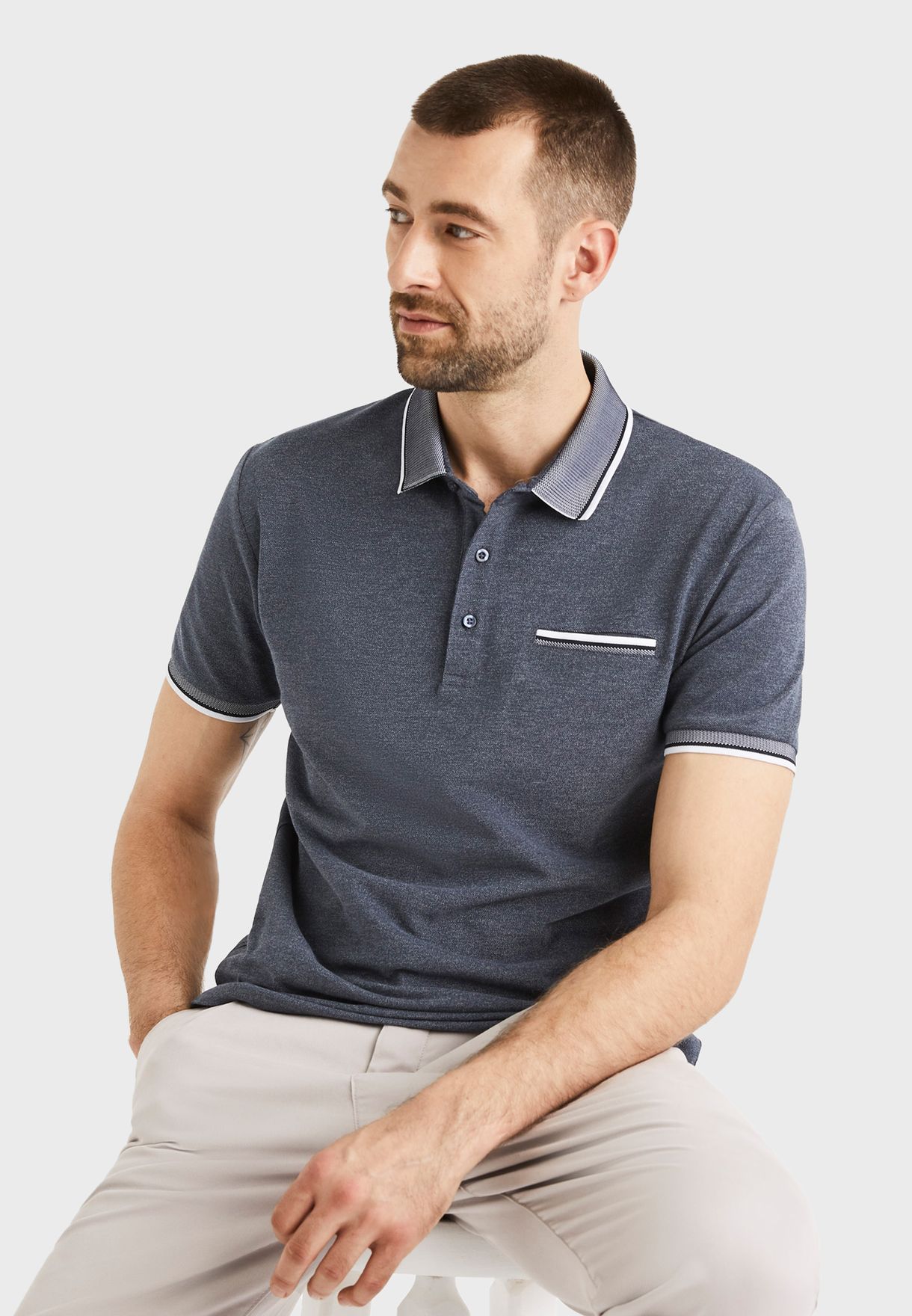 Contrast Collar Tipped Polo