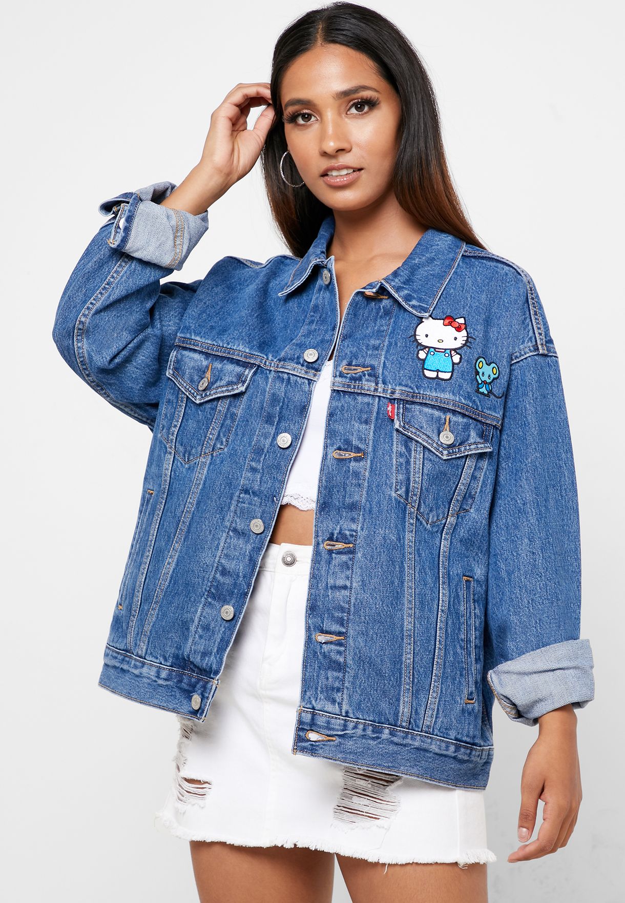 Buy Levis blue Hello Kitty Embroidered Denim Jacket for Women in Manama ...