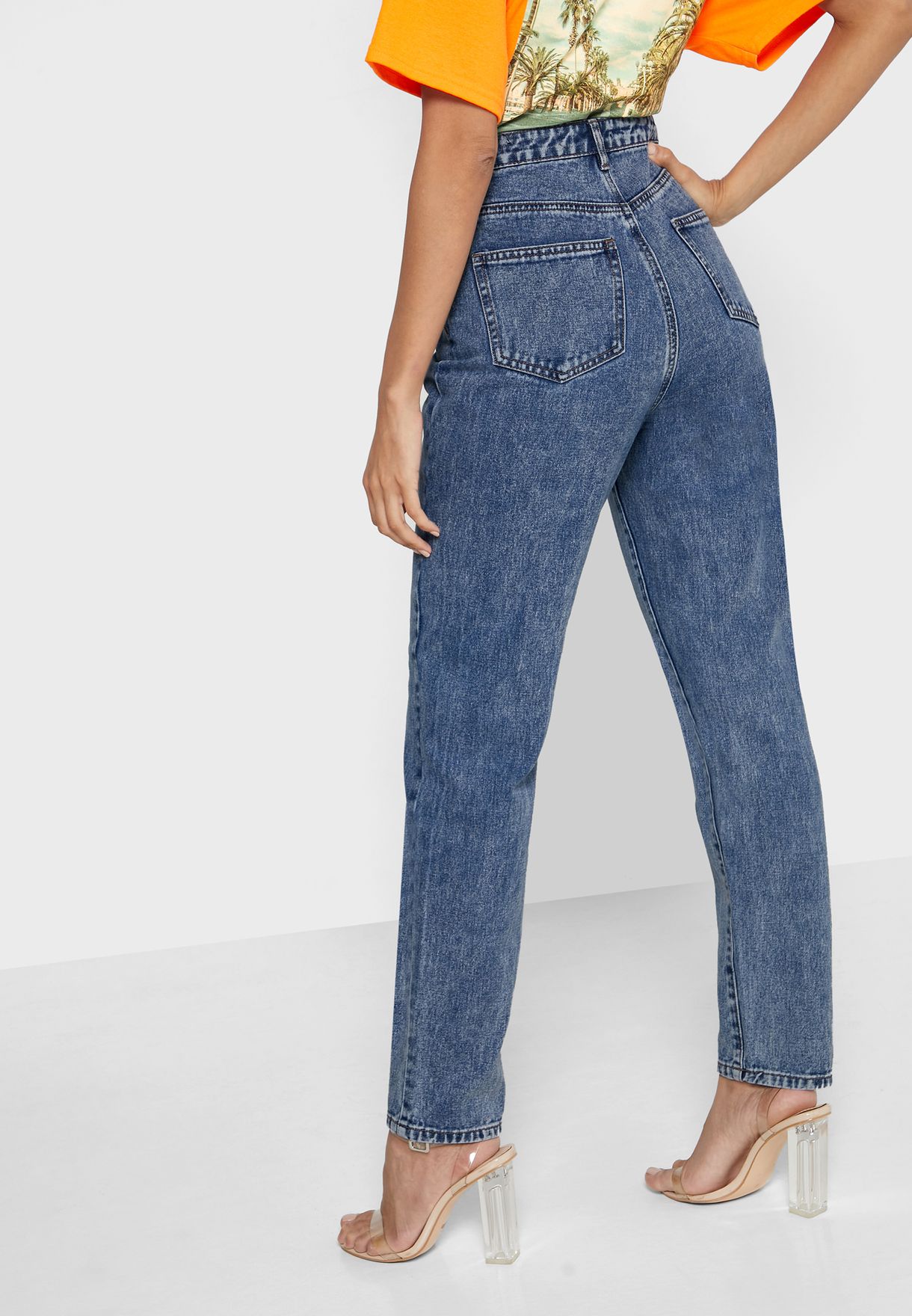 light blue riot highwaisted clean mom jeans