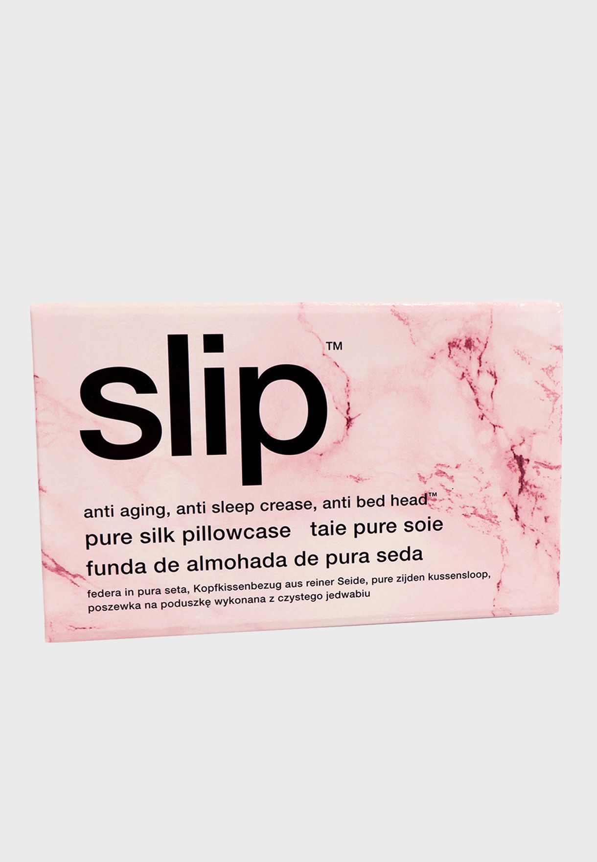 Queen Size Silk Pillow Case - Pink Marble