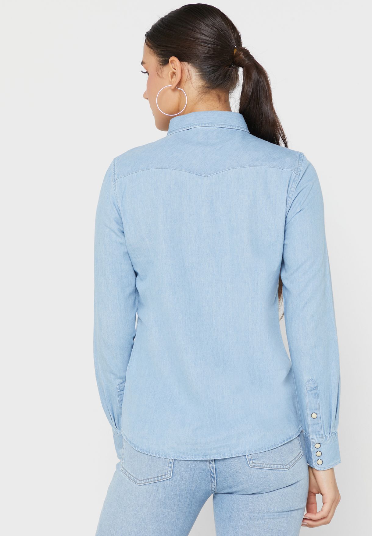 Buy Wrangler blue Pure Cotton Denim Shirt for Women in Dubai, Abu Dhabi