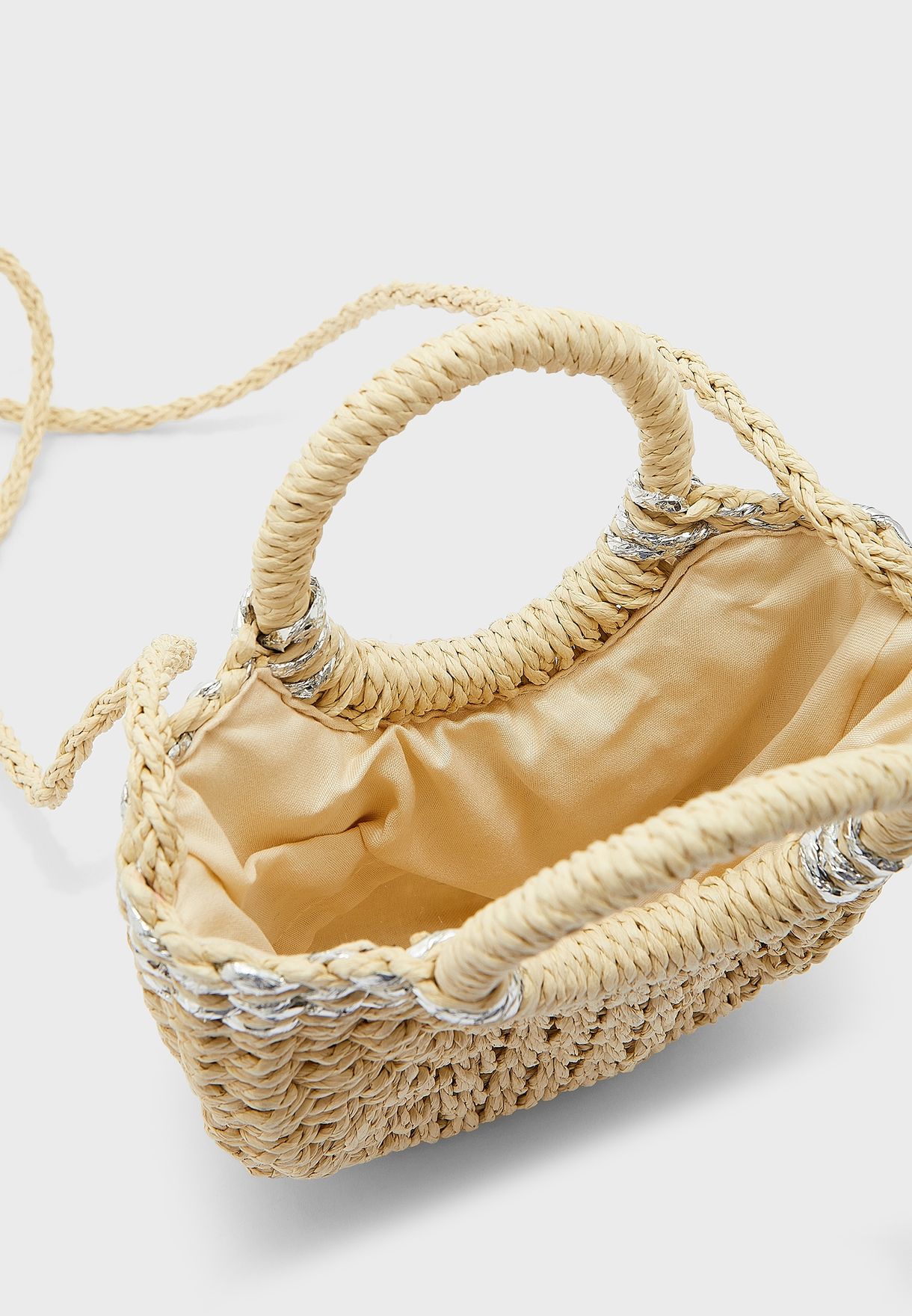 Straw Tote Bag With Shell Detail 