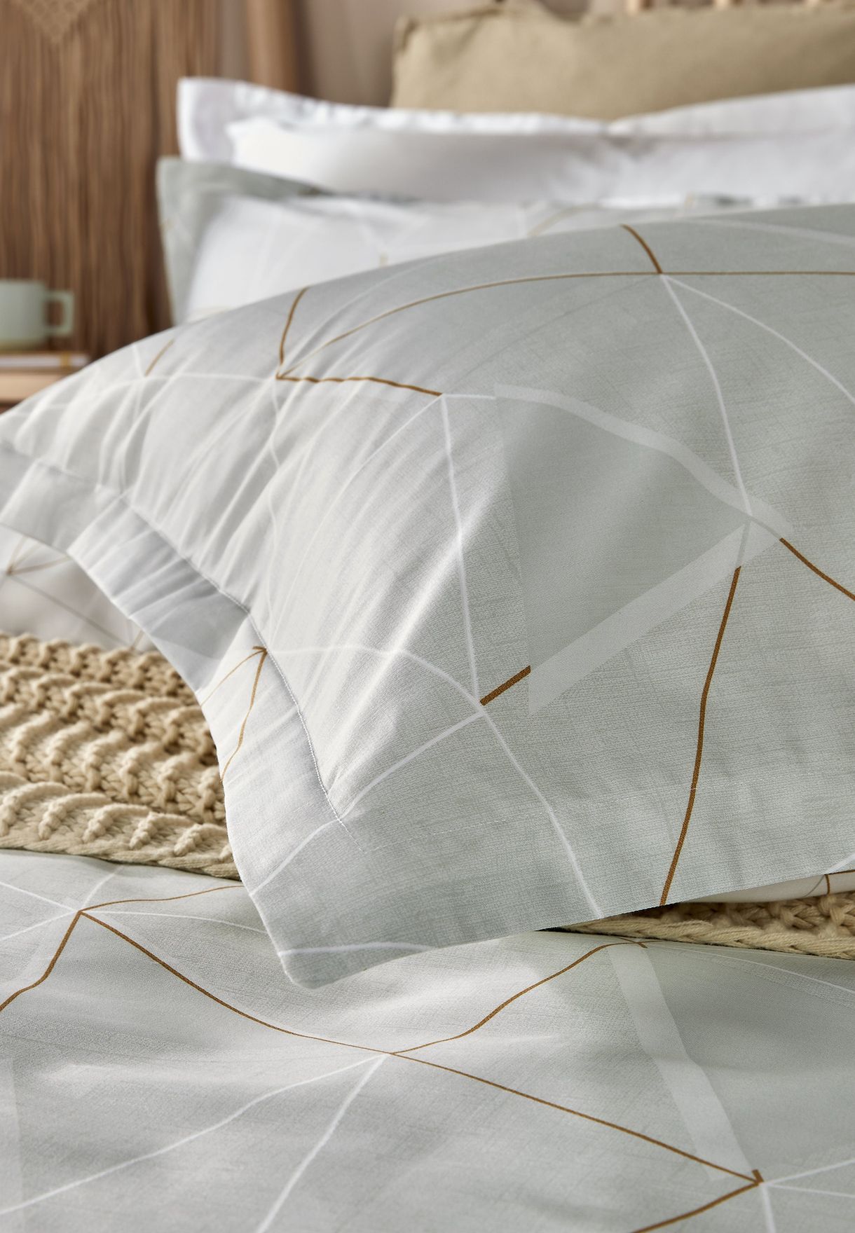 Triangle Superking Duvet Cover Set Duck Egg