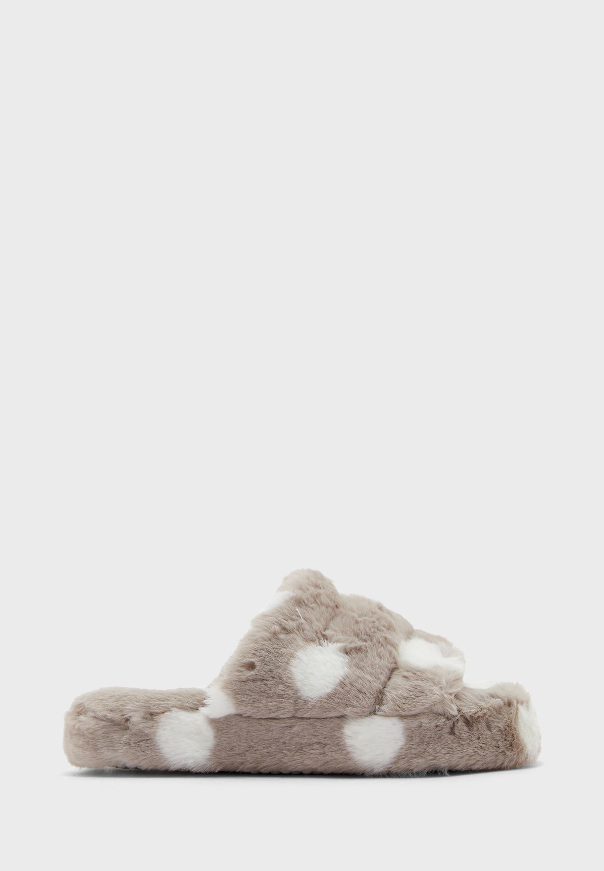 Spotty Fluffy Bedroom Slippers