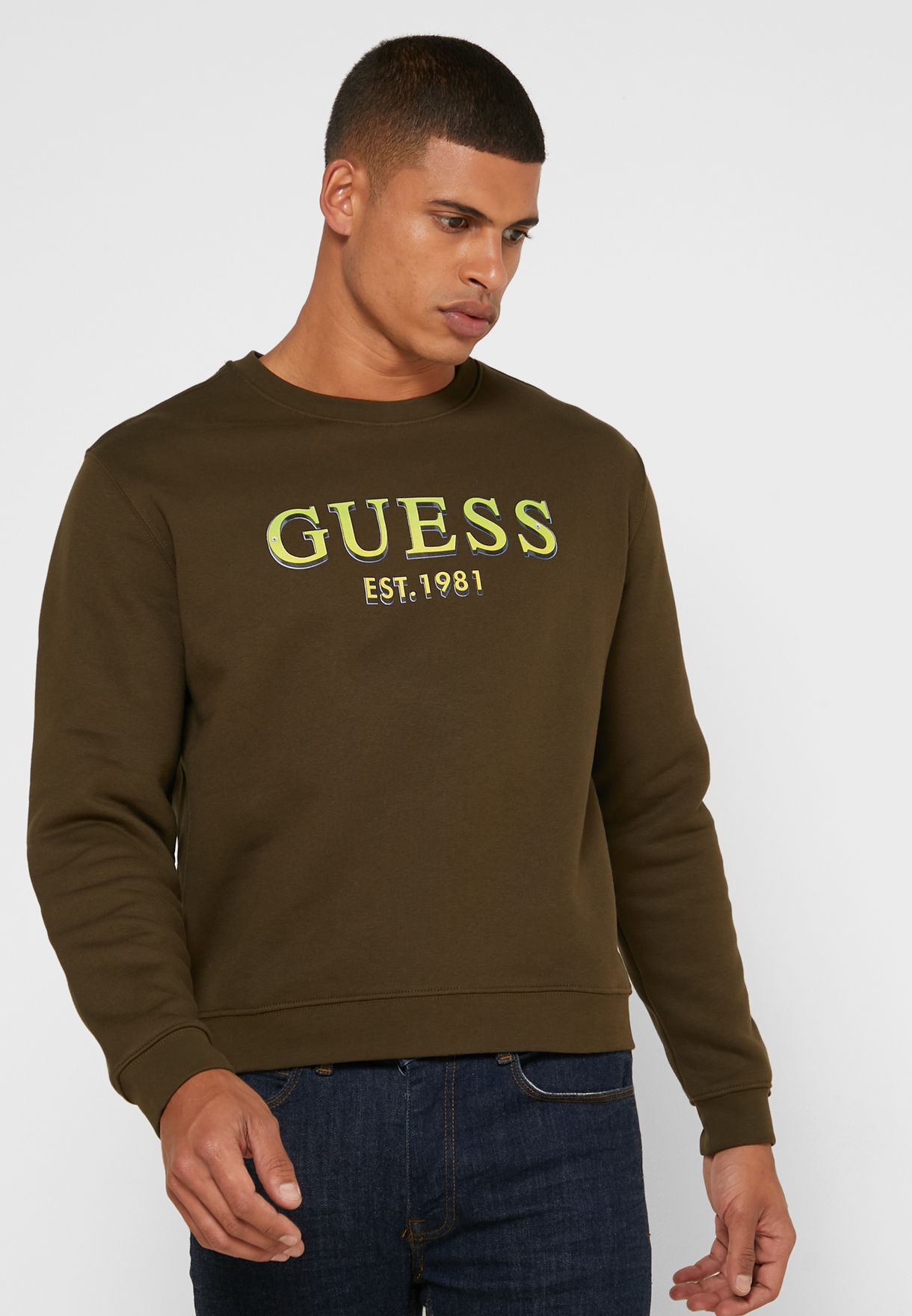 guess green sweatshirt