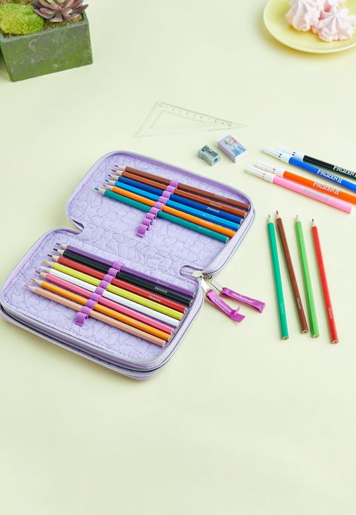 3 Zippers Pencil Case