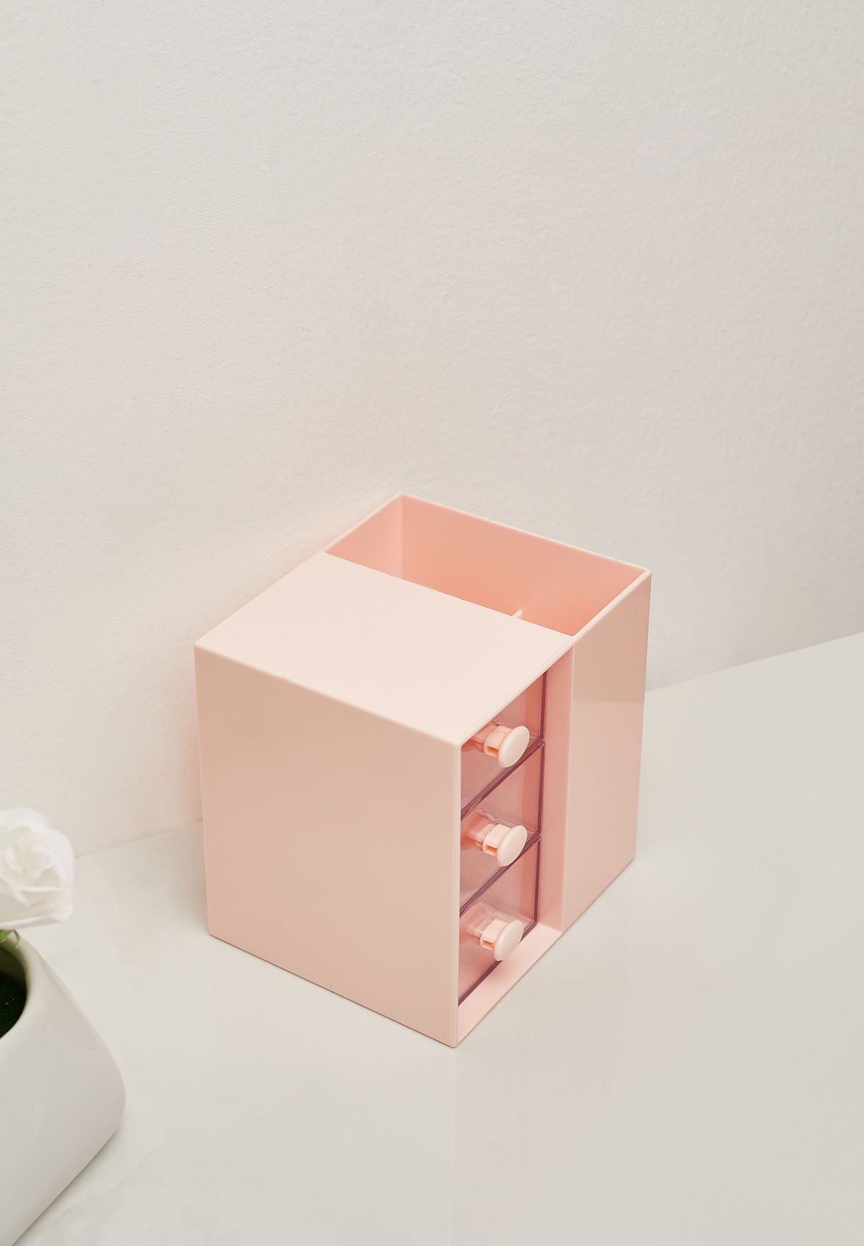Pink Stationery Storage Holder With Drawers