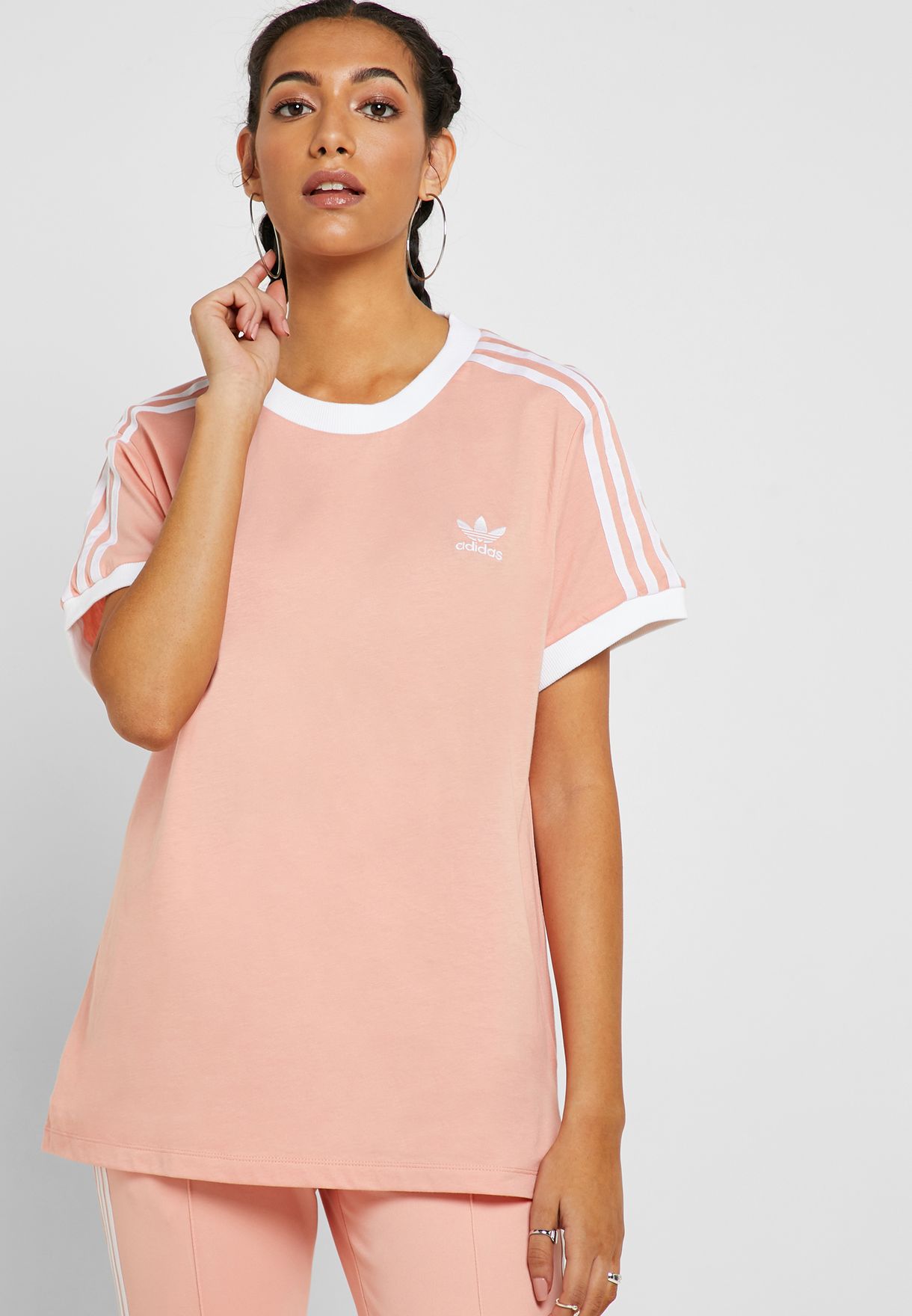 adidas Originals pink 3 Stripes T-Shirt 