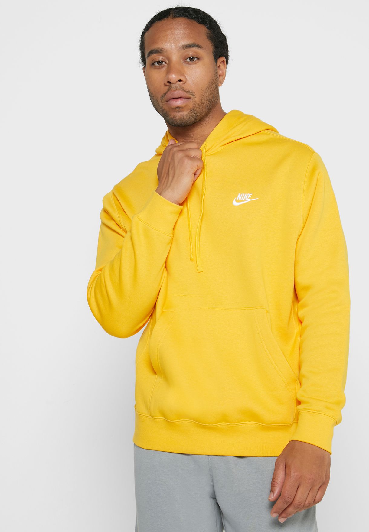 Buy Nike yellow NSW Club Hoodie for Men 