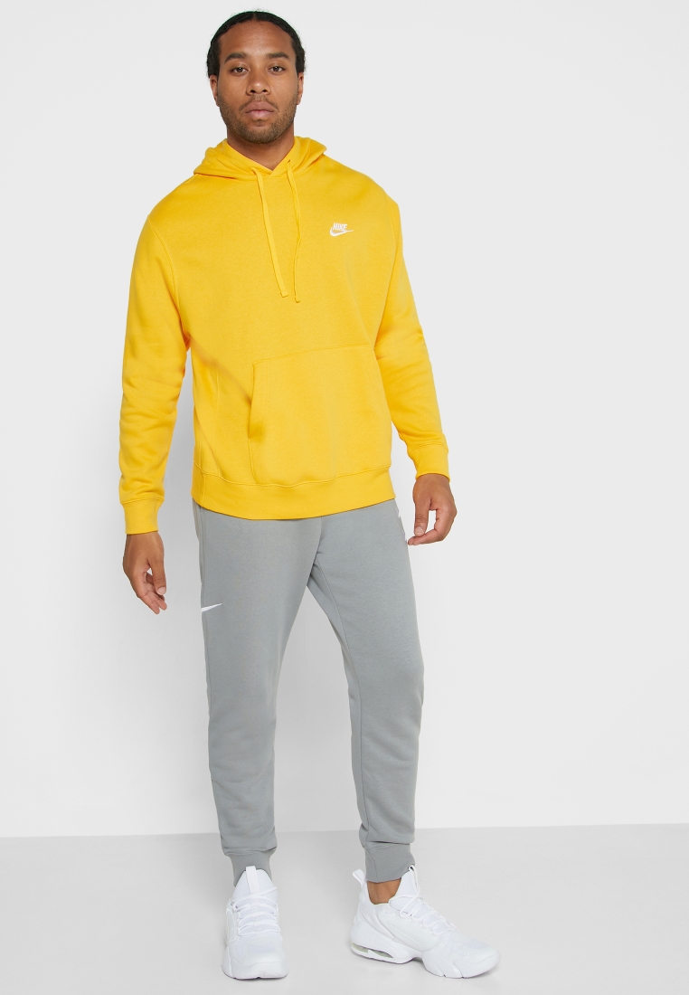 Nike Sportswear Club Fleece Hoodie Sweatshirt in Yellow for Men