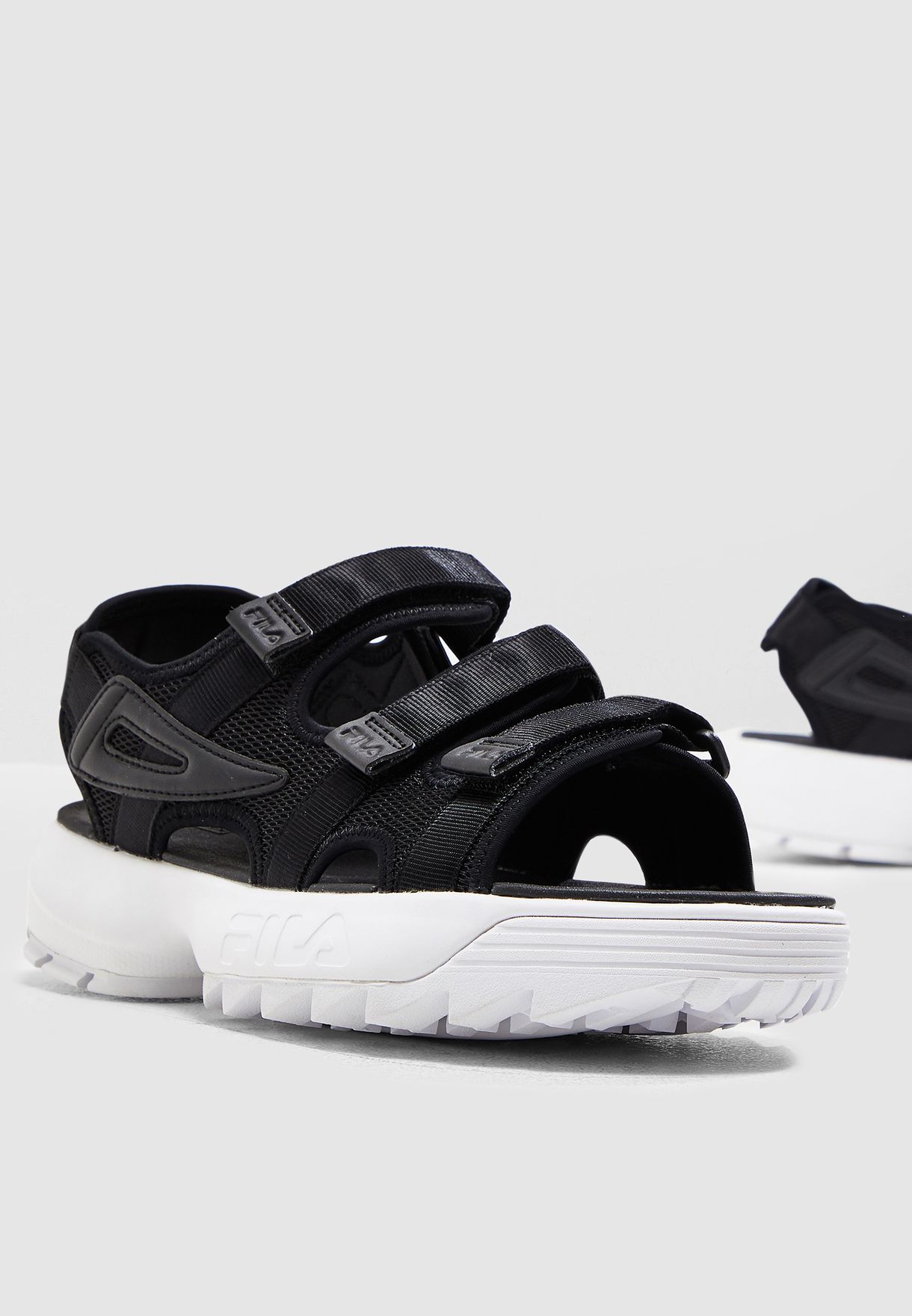 fila disruptor sandals all black
