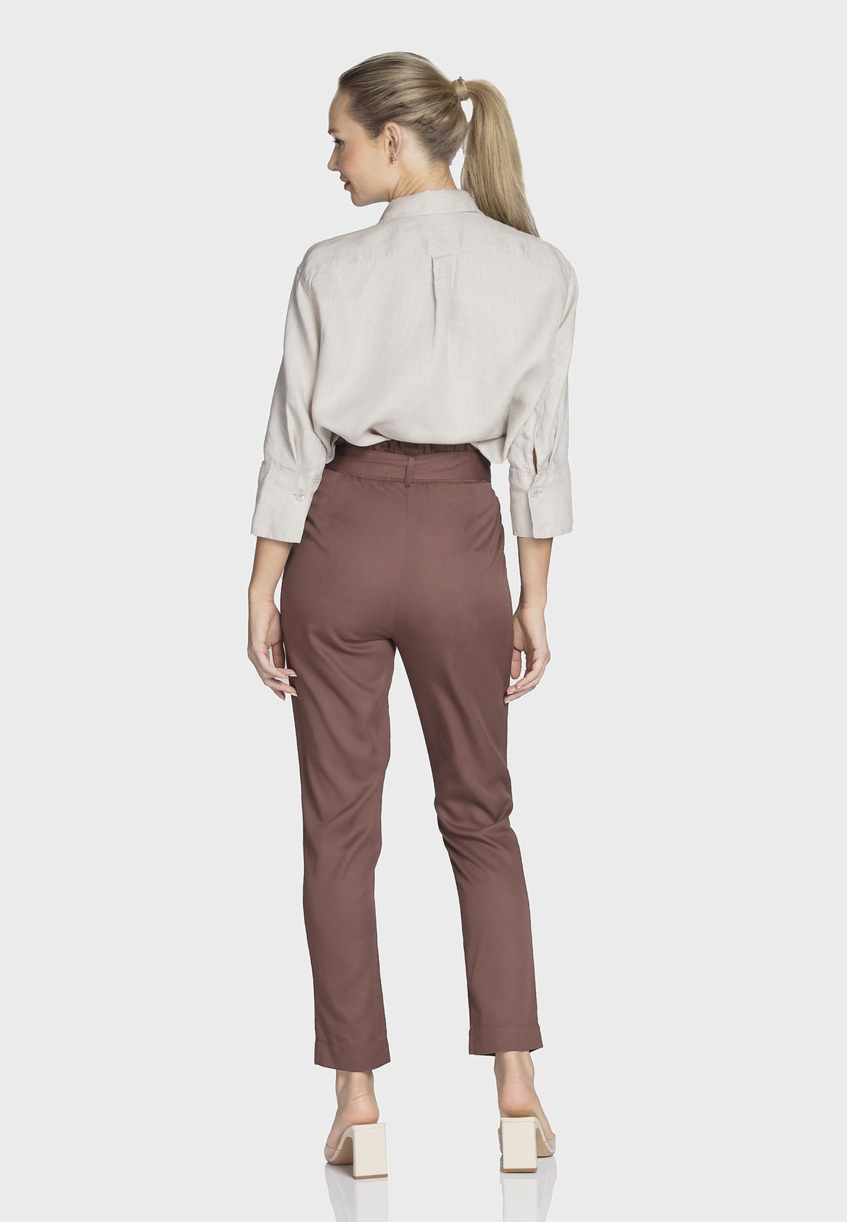 Belted Pleat Detail Pants