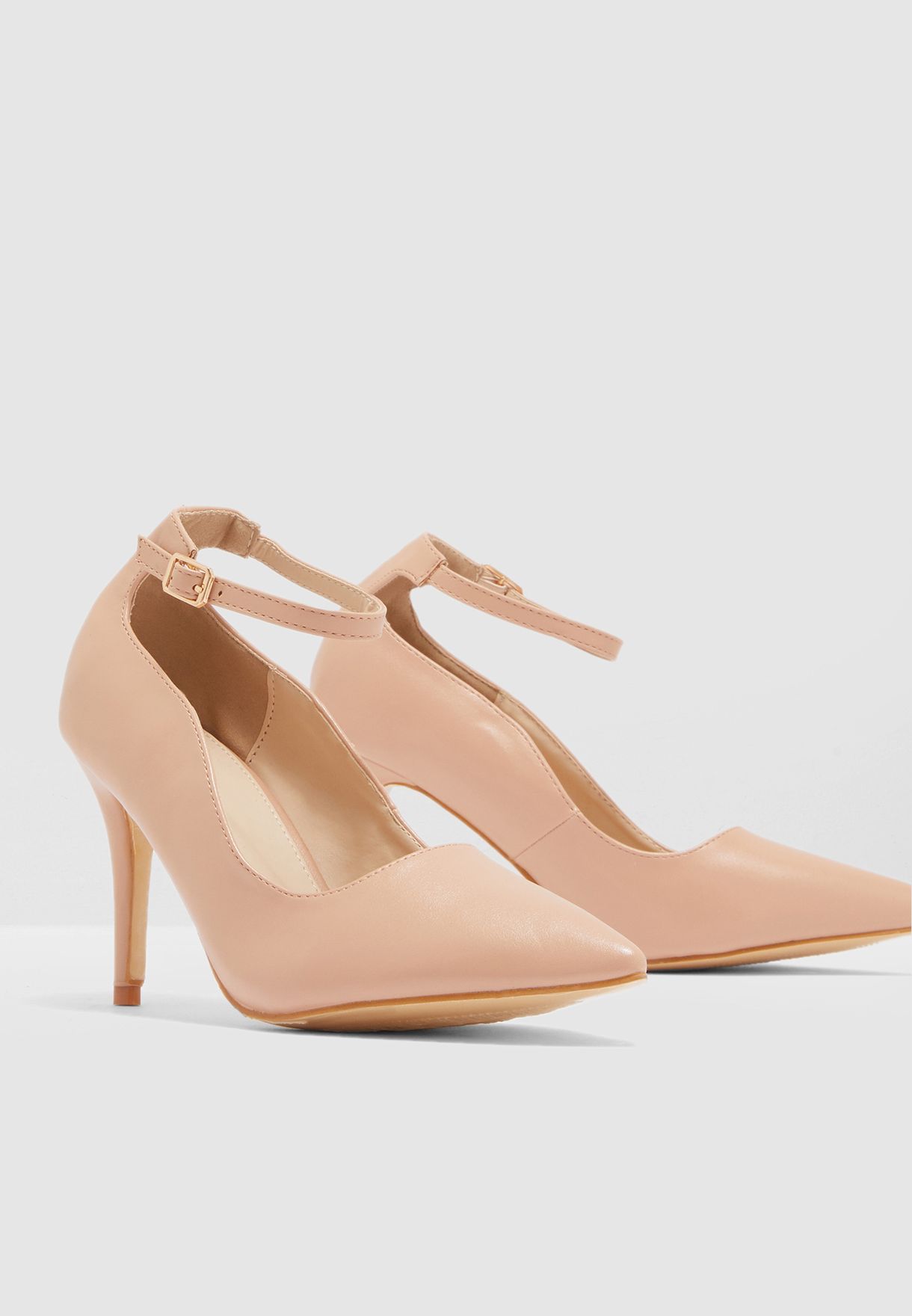 pointed court shoes with ankle strap