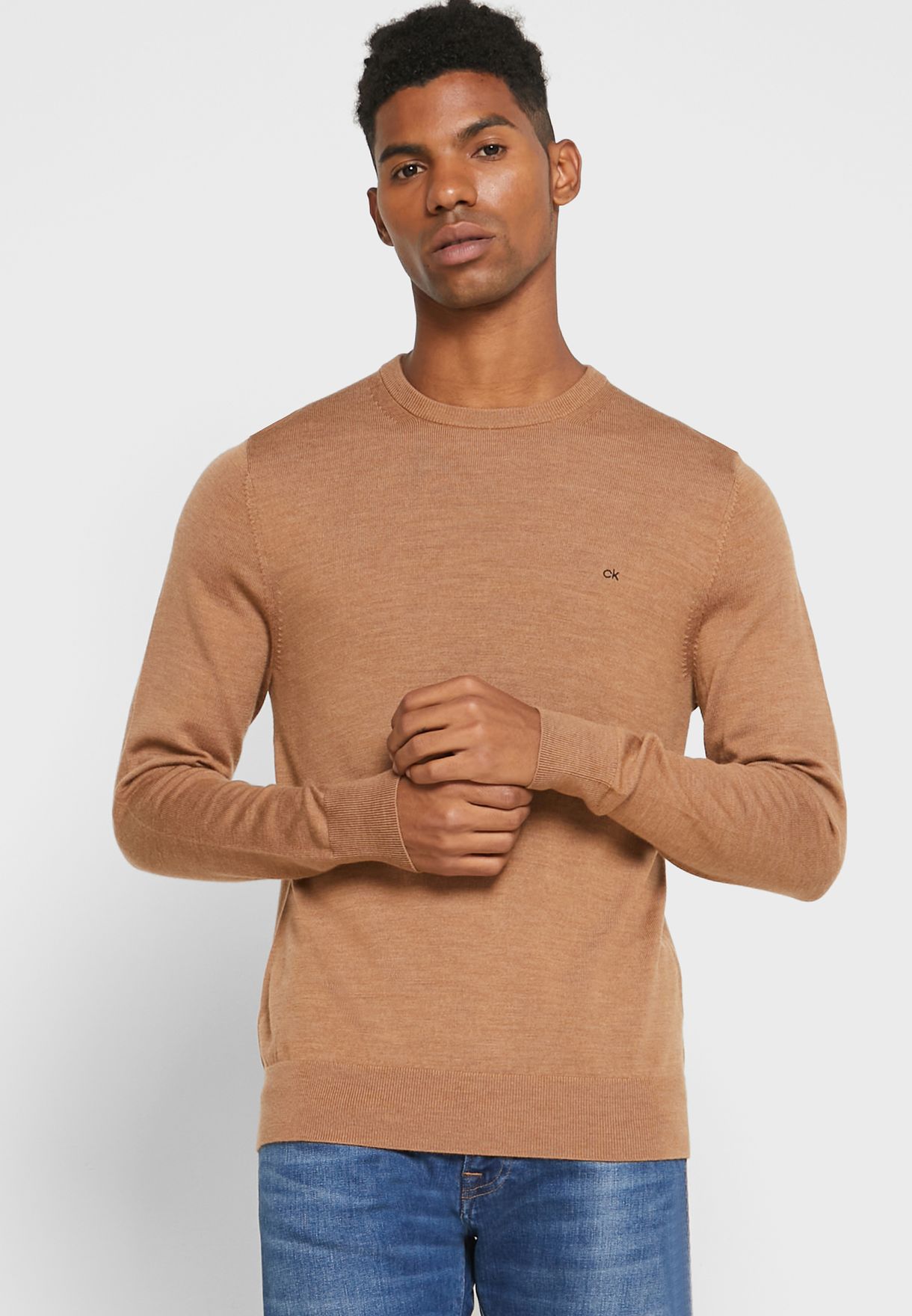 Buy Calvin Klein beige Essential Sweater for Men in MENA, Worldwide Buy Calvin Klein beige Essential Sweater for Men in MENA, Worldwide