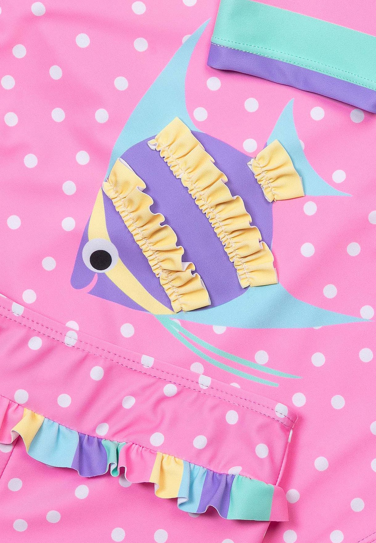 Infant Fish Print Frill Detail Swim Set