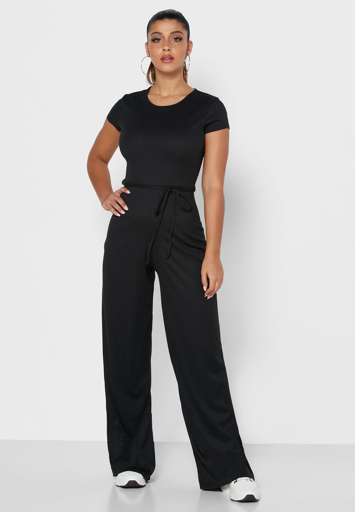 short sleeve ribbed jumpsuit