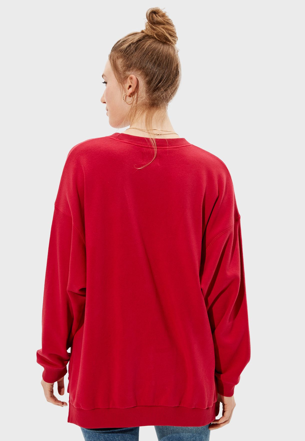 Buy American Eagle red Classic Crew Neck Sweatshirt for Women in Dubai