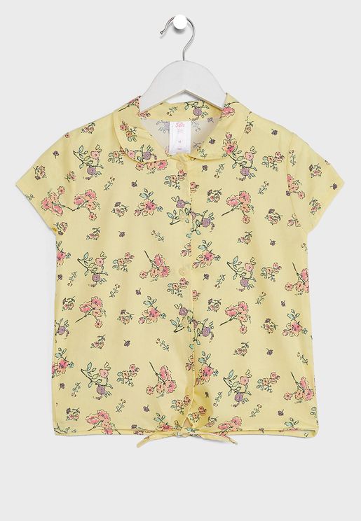 Kids Knotted Floral Top