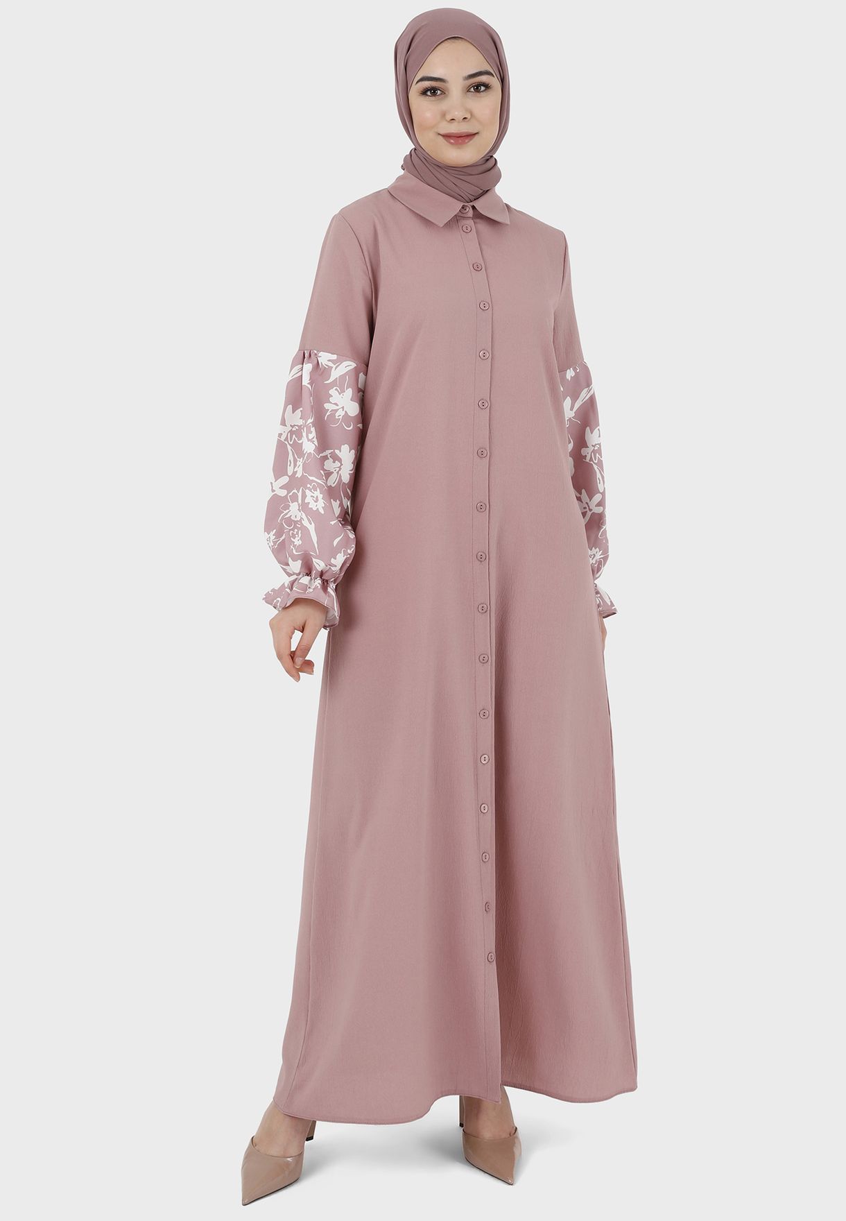 Floral Print Button Detail Dress