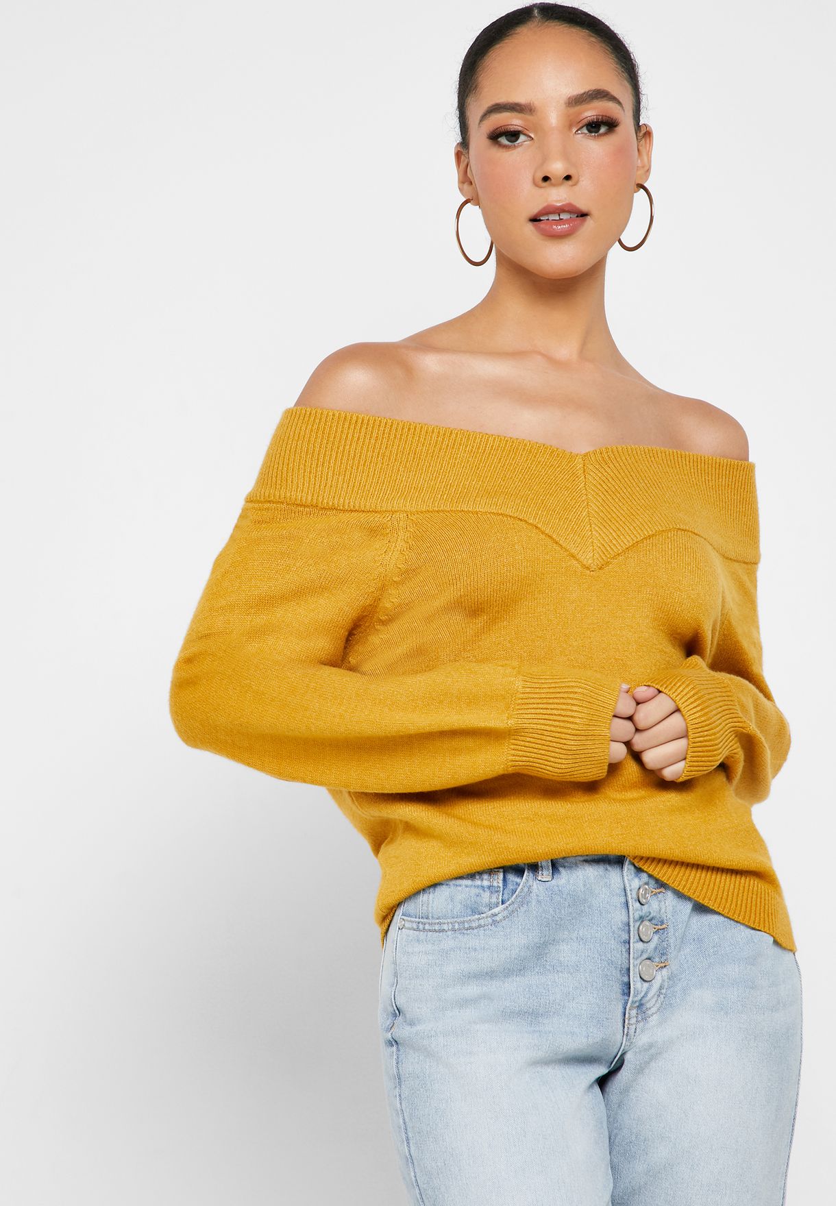 oogst Giet pols Buy Jacqueline De Yong yellow Off Shoulder Sweater for Women in MENA,  Worldwide