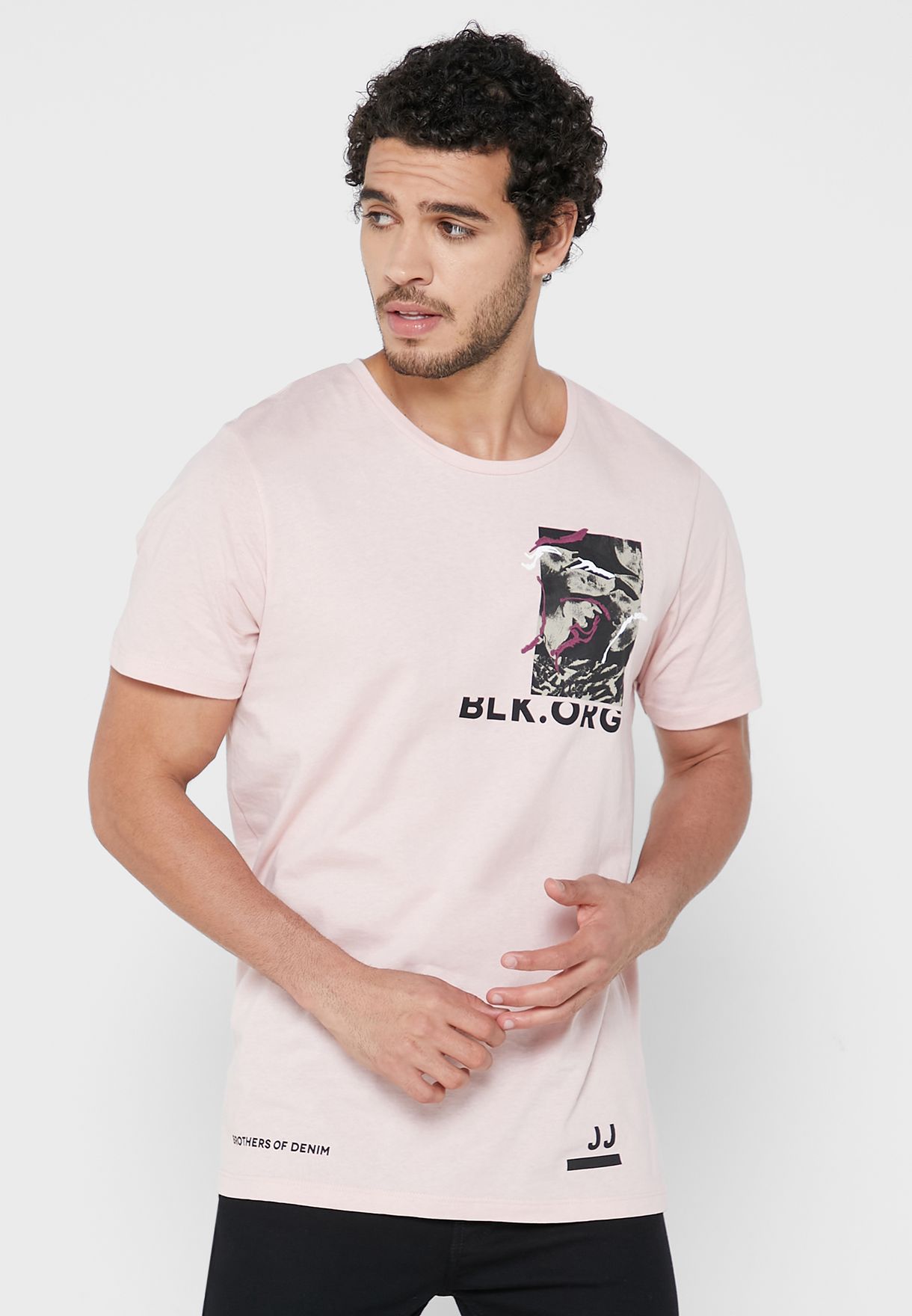 jack and jones pink t shirt