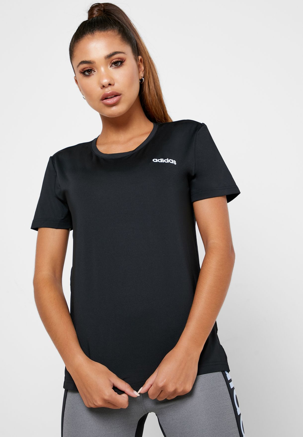 Buy adidas black D2M Solid T-Shirt for 