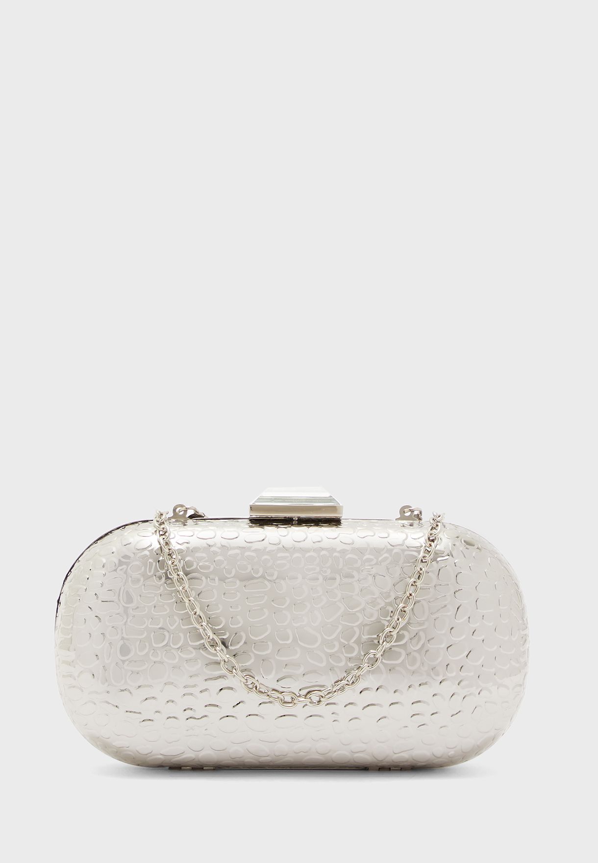 steve madden silver clutch