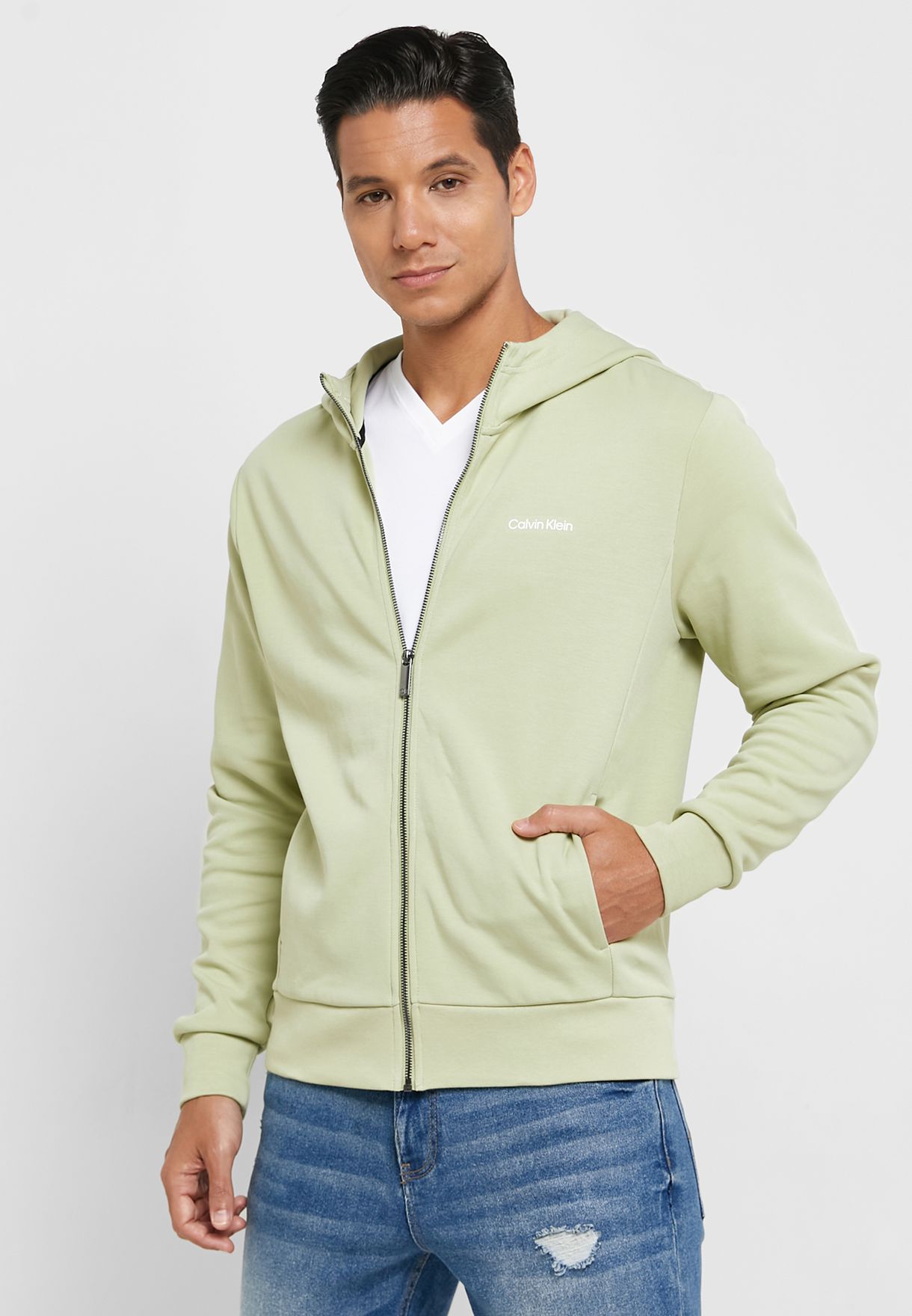 Buy Calvin Klein multicolor Micro Logo Repreve Hoodie Jacket for Men in  MENA, Worldwide